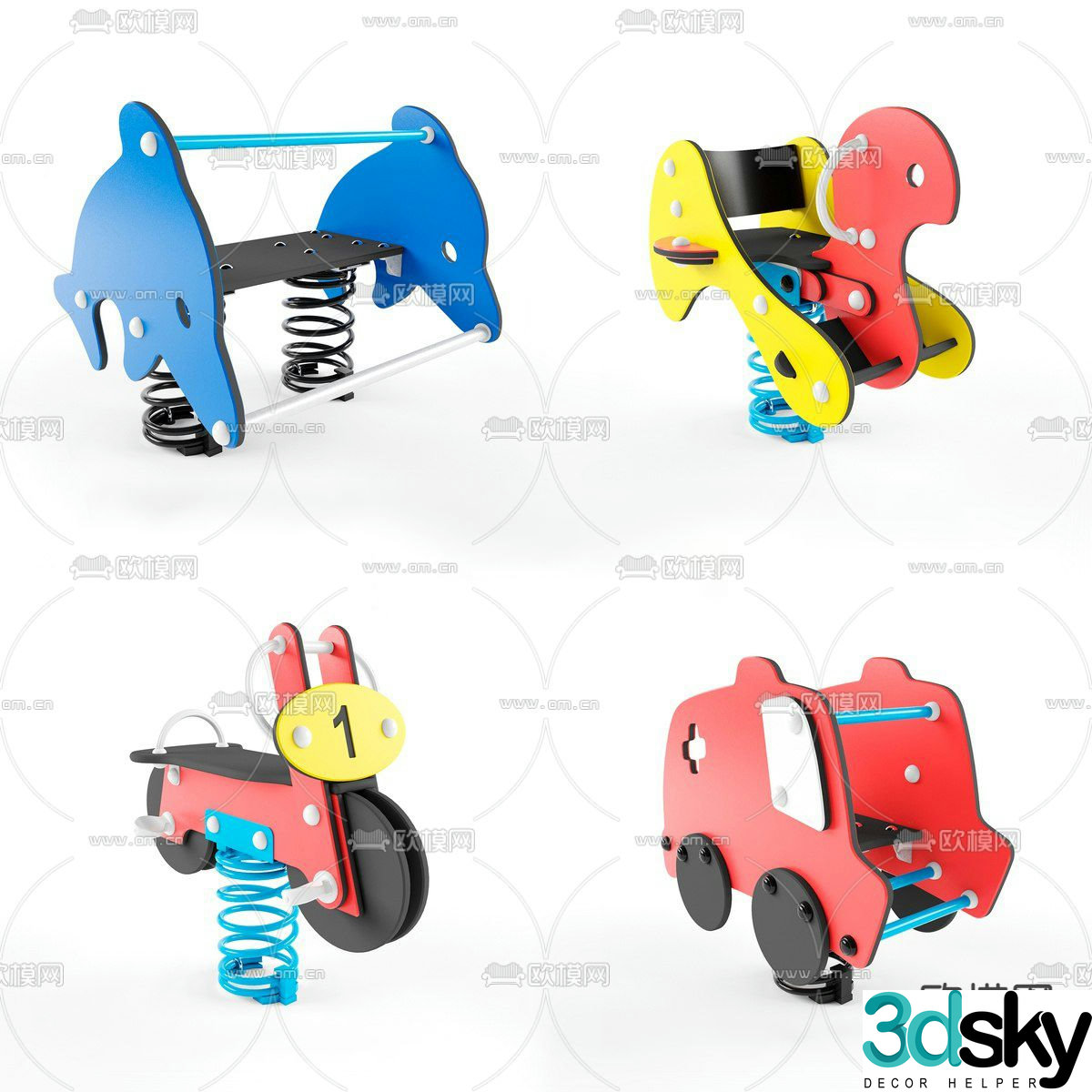 Toy spring rocking horse 3d model