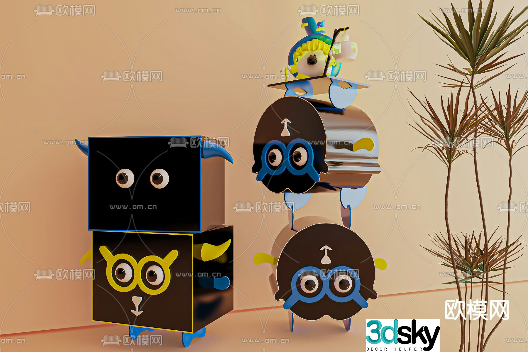 Children’s Cabinet Cartoon Side Cabinet 3D Model