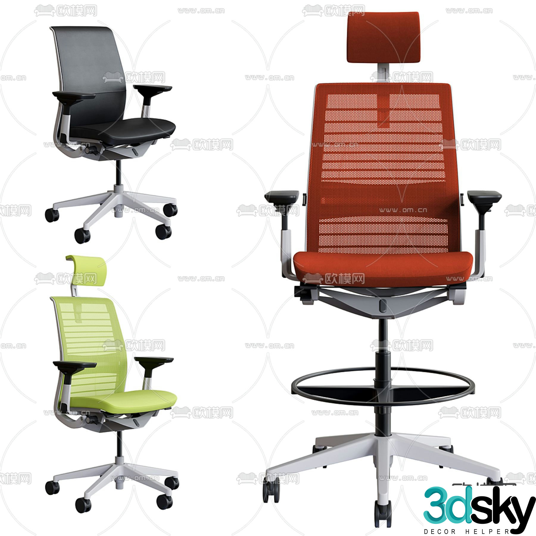 Steelcase office chair staff chair 3d model