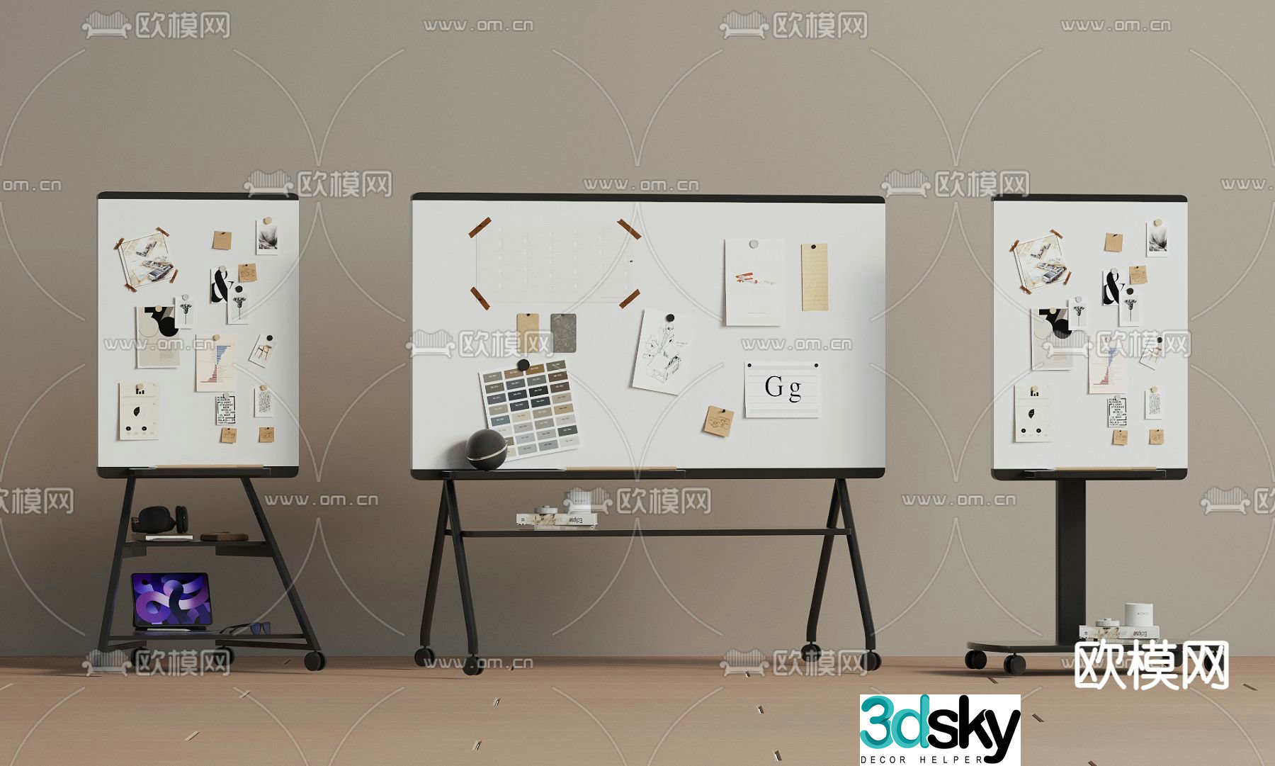 Office whiteboard noteboard 3d model