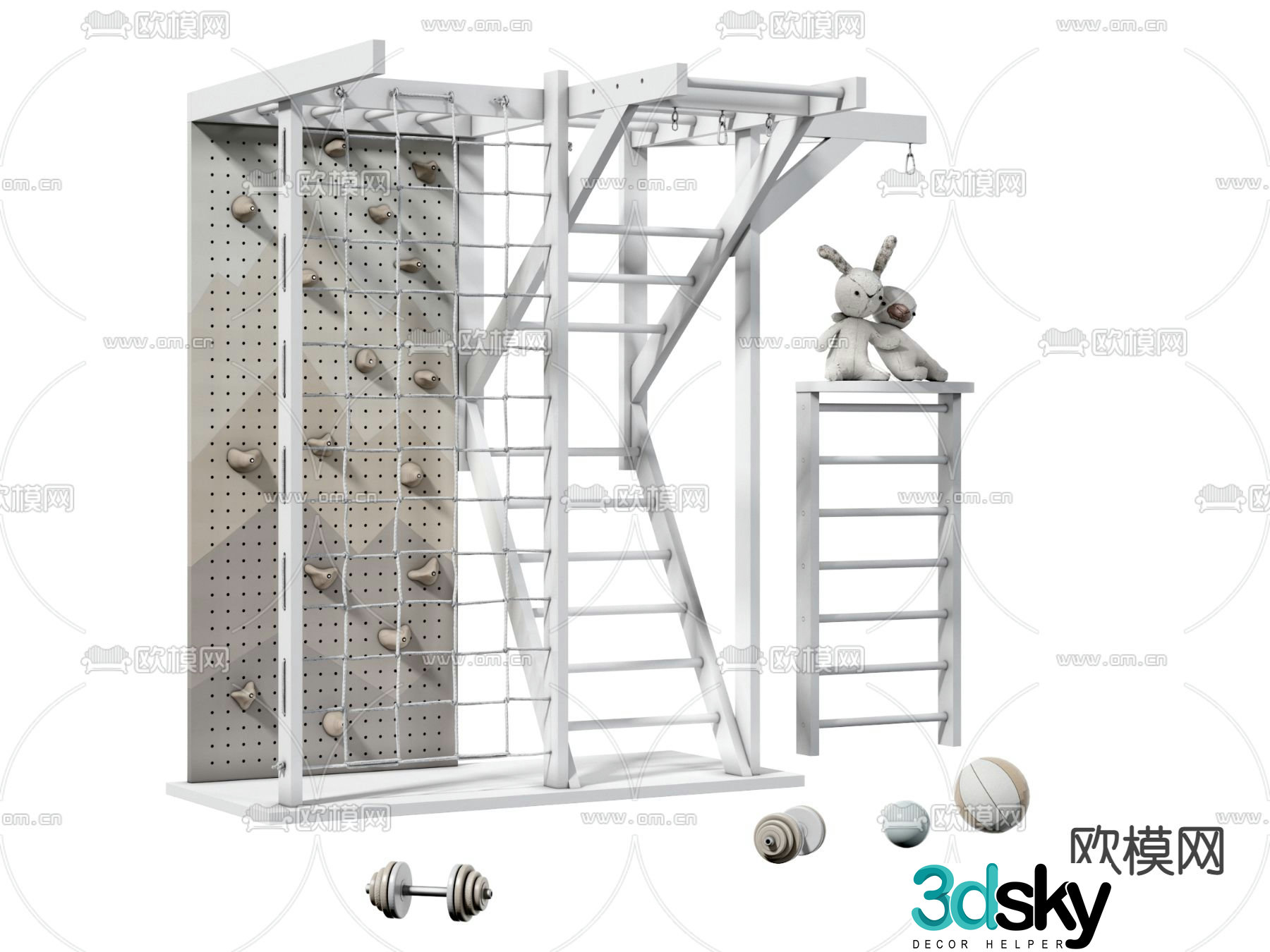 Children's play equipment rock climbing wall 3d model