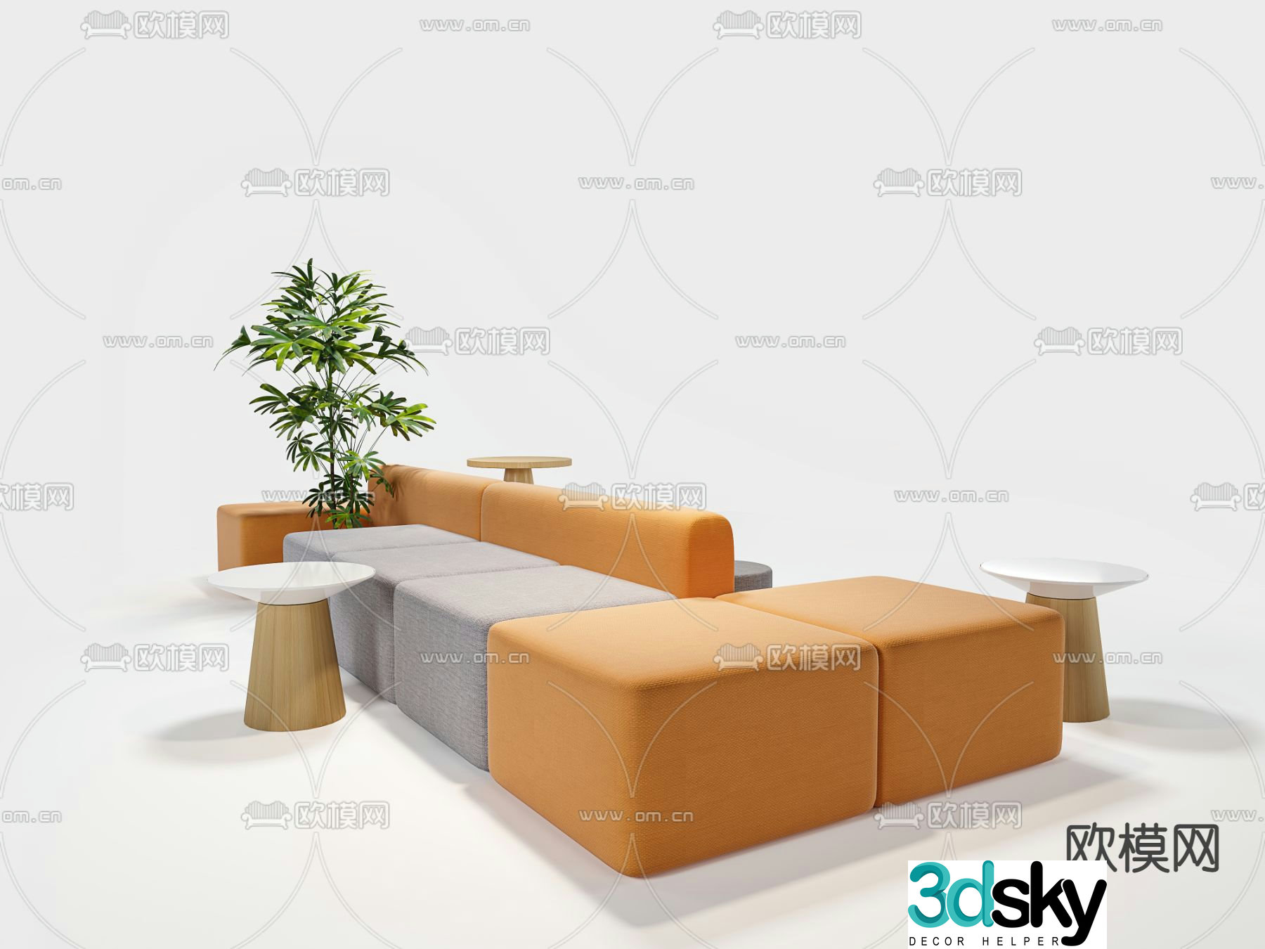 Modular Sofa Upholstered Sofa 3D Model