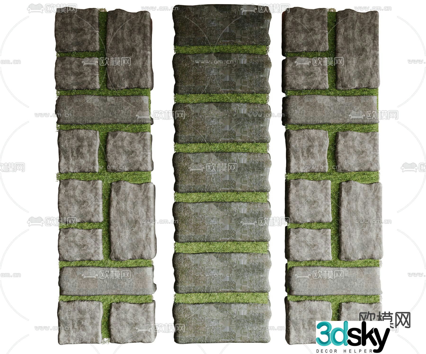 Bluestone path T-step step 3D model