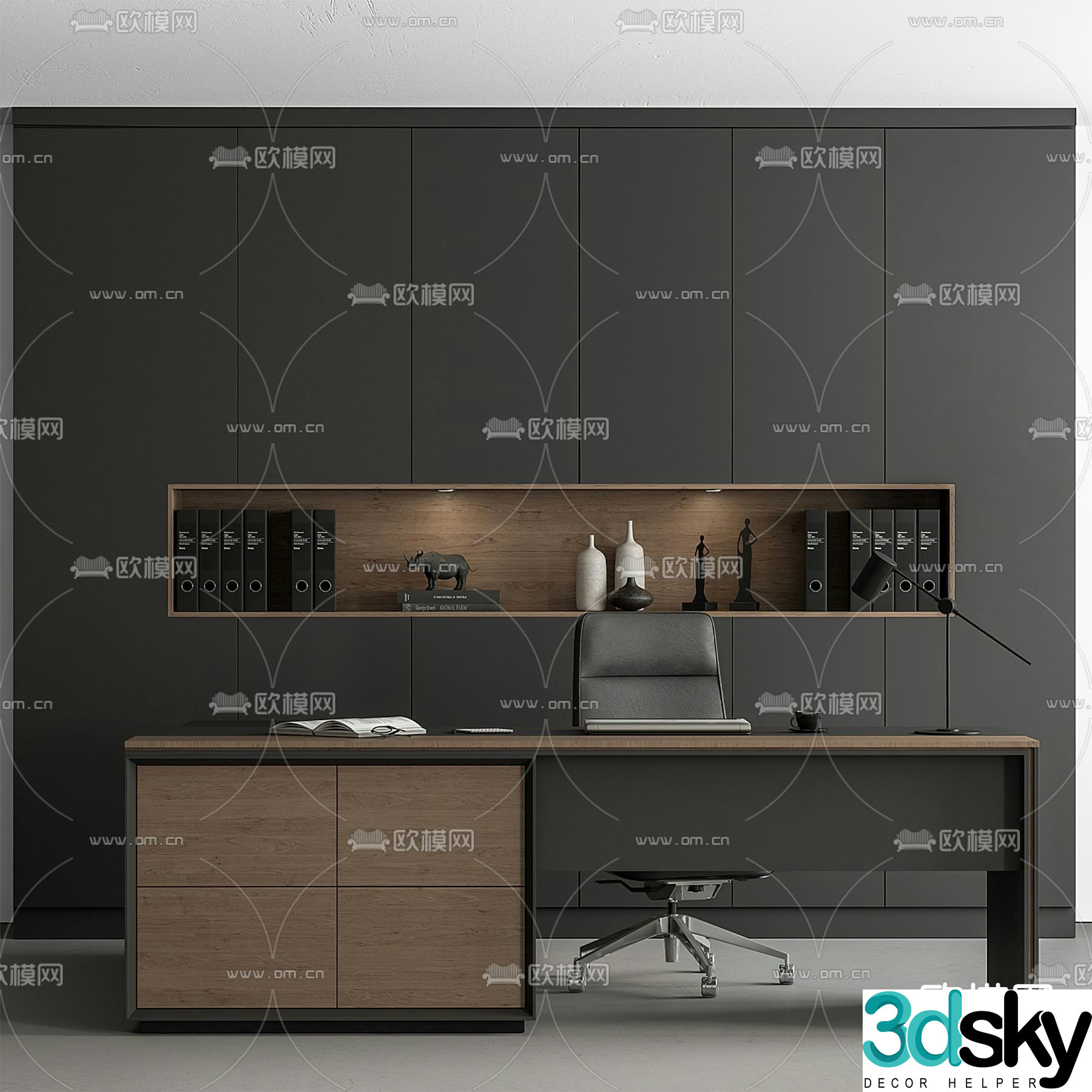 Office desk and chair desk table 3d model