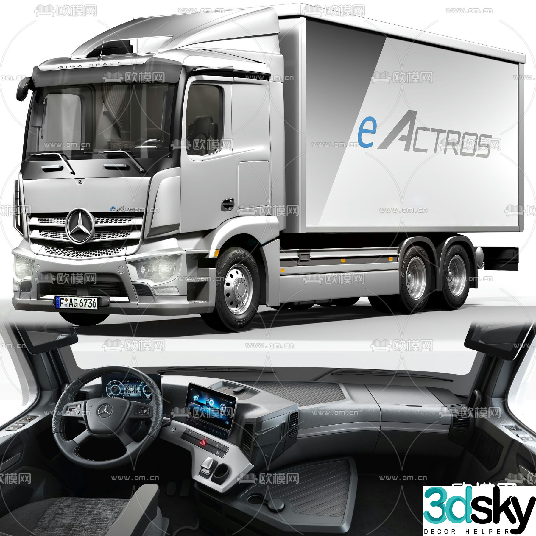 mercedes truck van car 3d model
