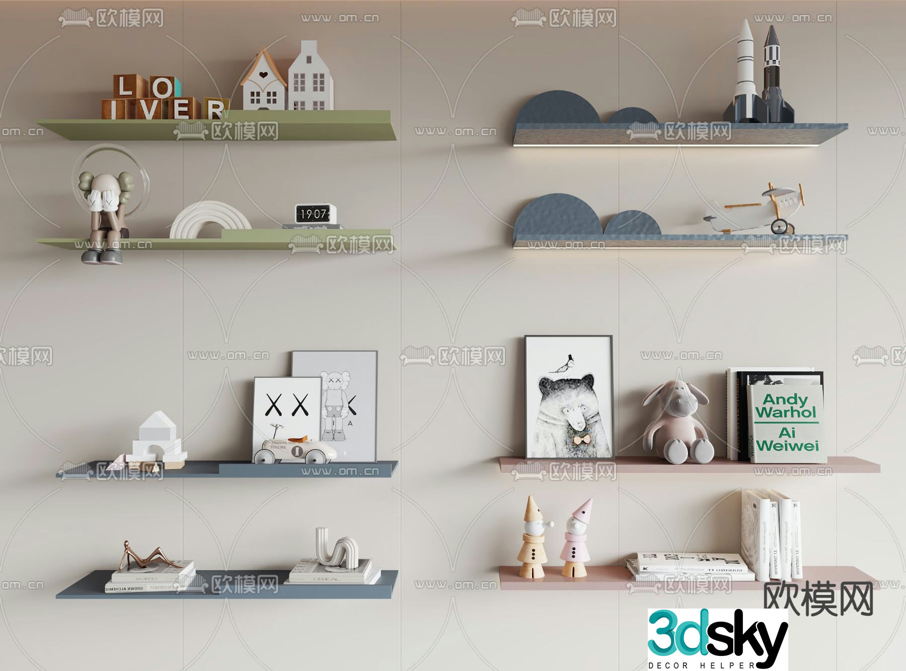 Children’s shelf wall cabinet 3D model