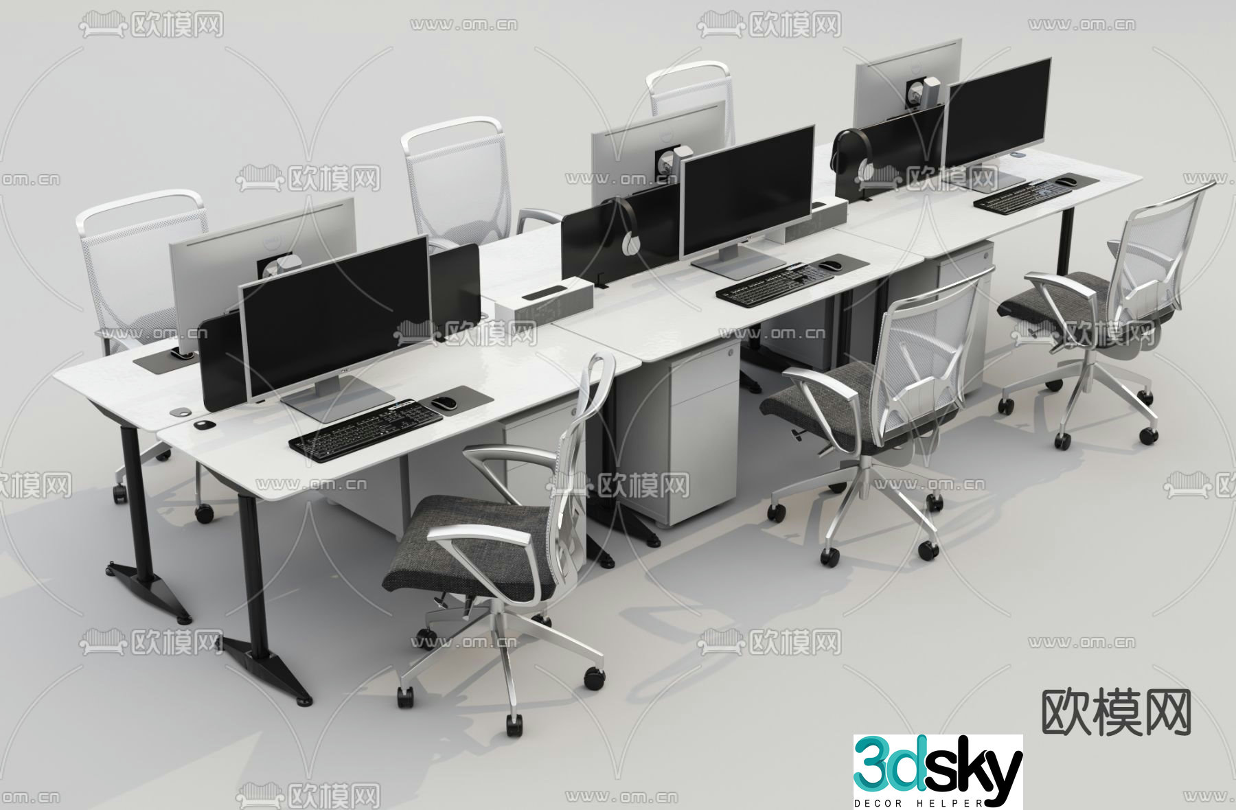 Card space desk workstation 3D model