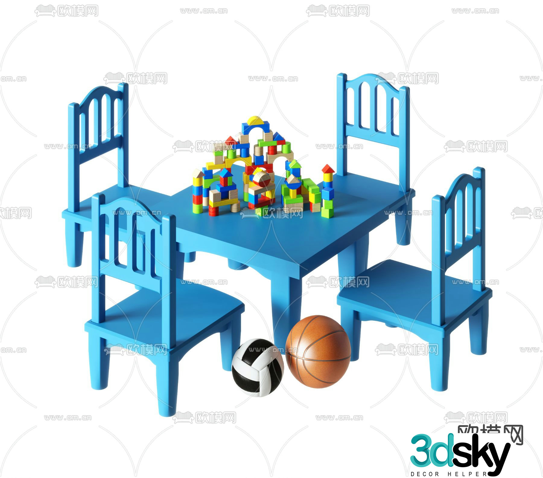 Children’s table and chair 3d model