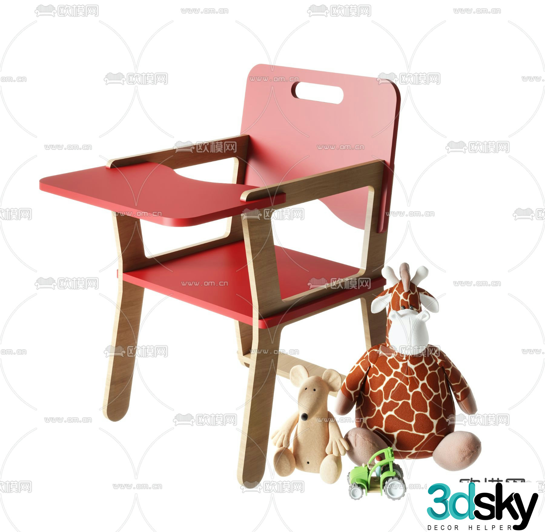 Children’s dining chair baby stool 3d model