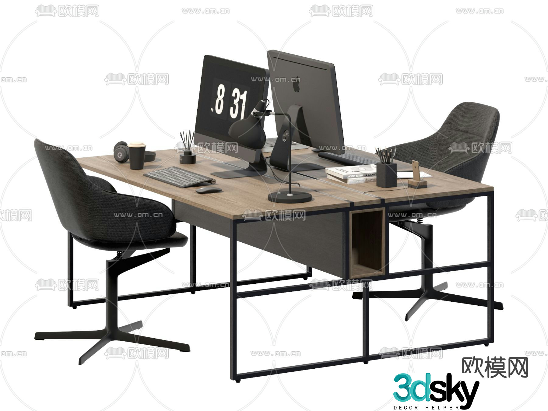 Office desk chair work station card space 3D model
