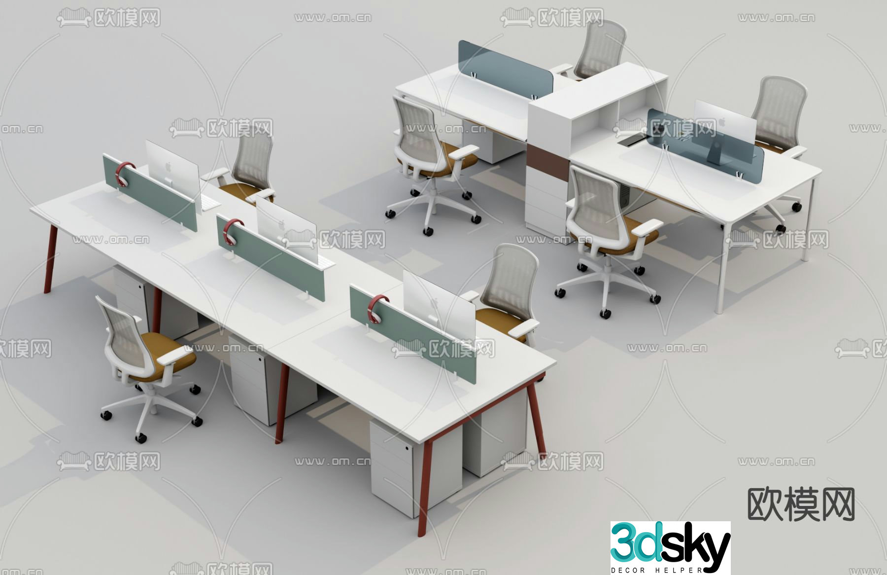 Card space desk work station staff station 3D model
