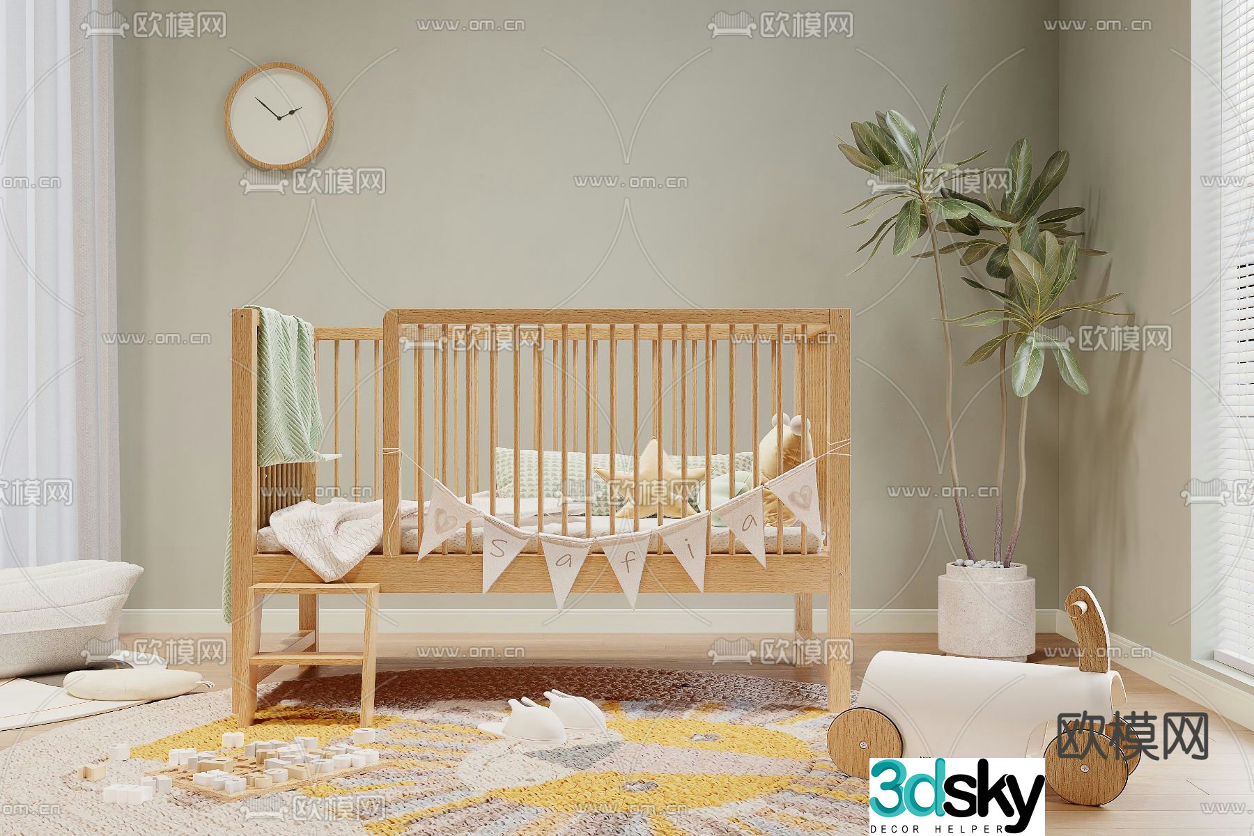 Nordic crib children’s bed 3d model