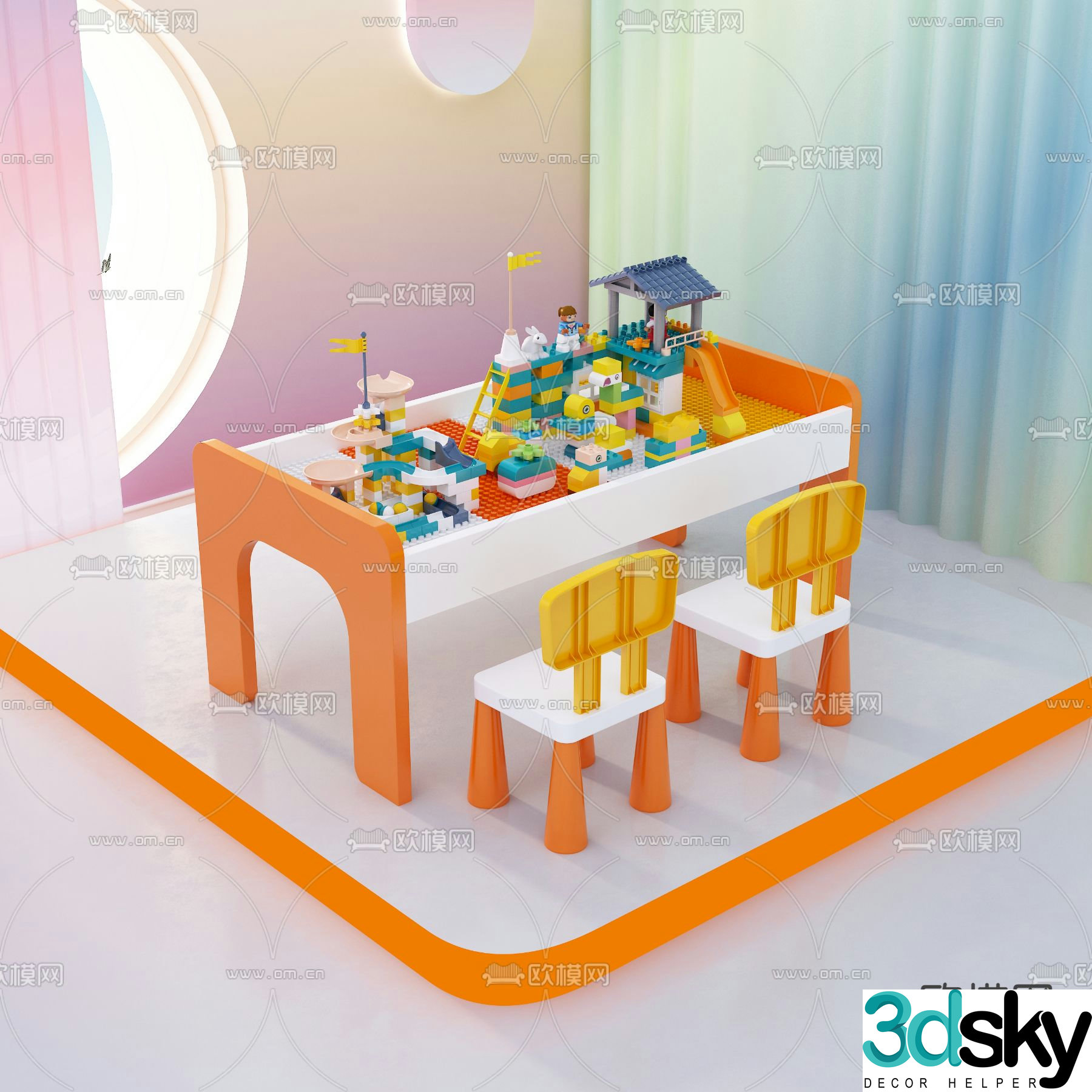 Children’s table building block table 3d model