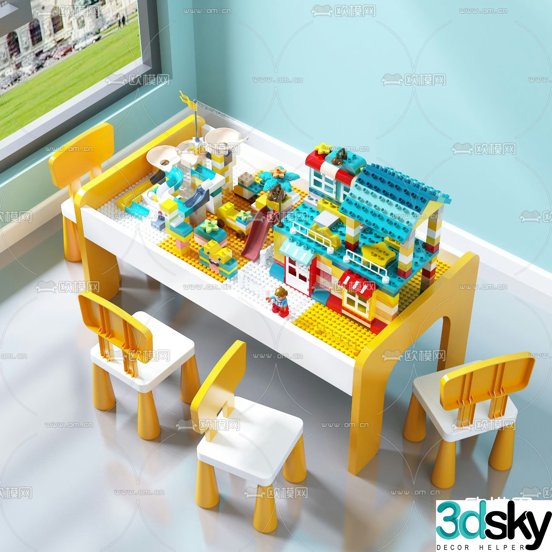 Children’s table building block table 3d model
