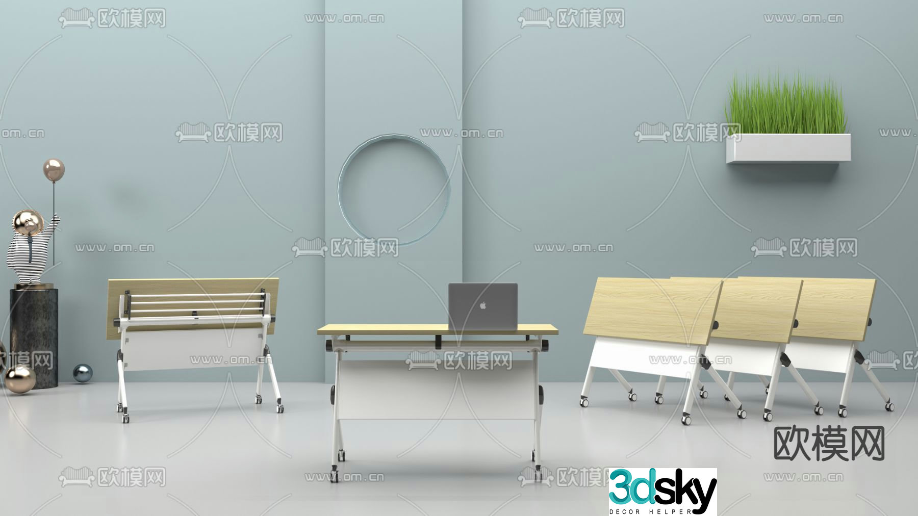 Modern office desk desk 3d model