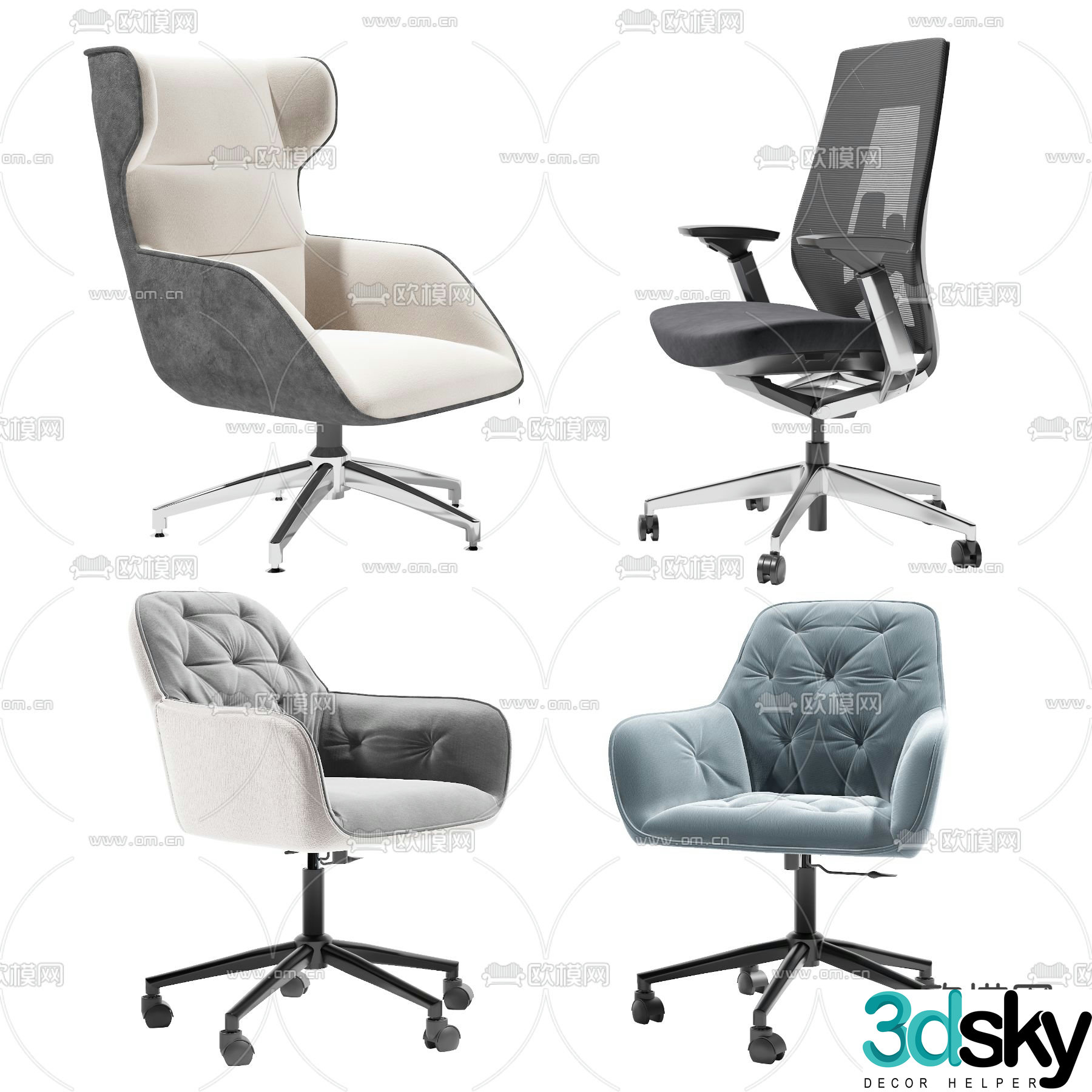 Office chair training chair staff chair 3d model