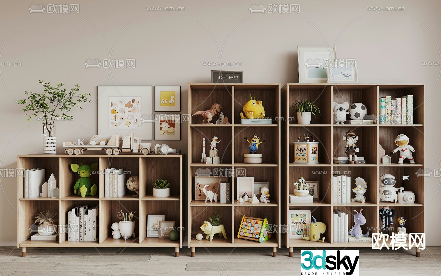 Children’s bookcase storage cabinet 3d model