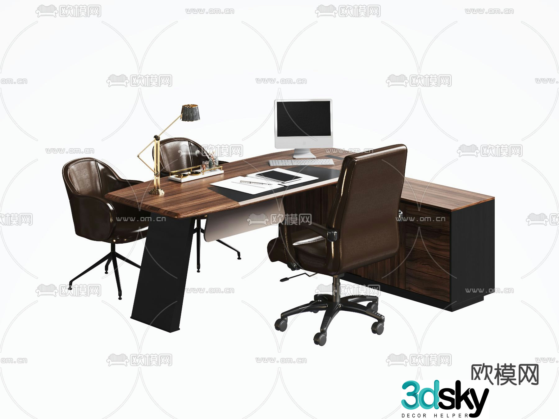 Office desk and chair 3d model
