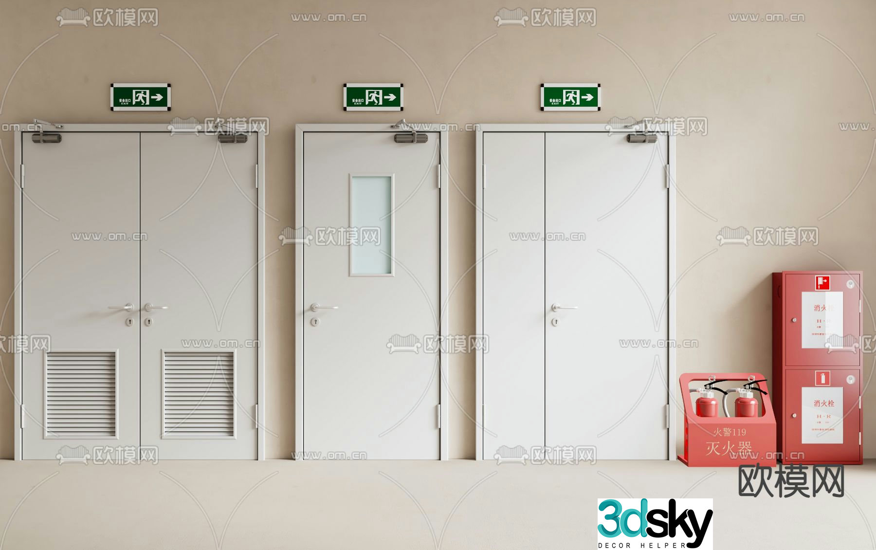 fire door fire door fire hydrant 3d model
