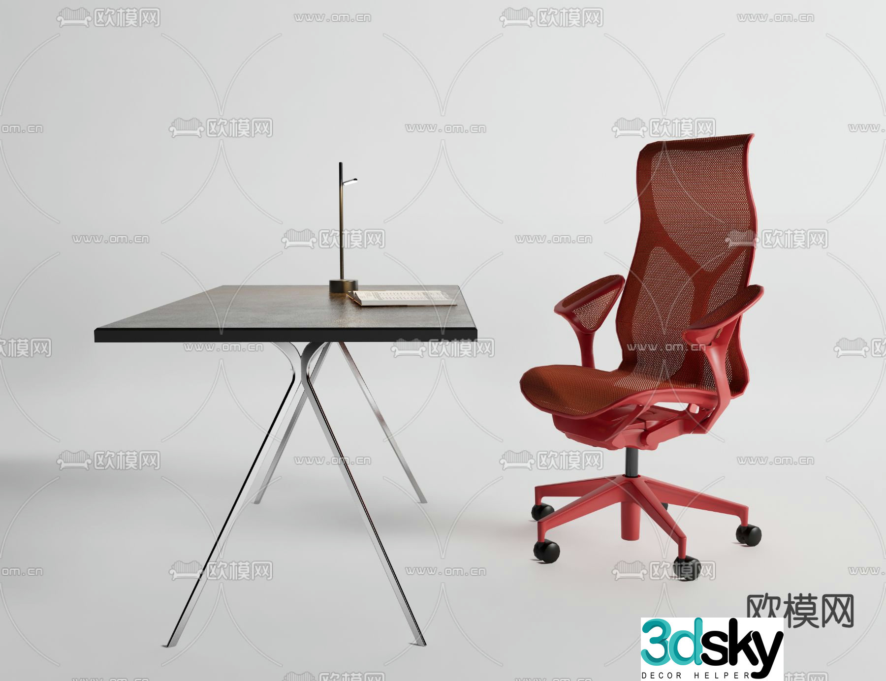 Office desk and chair 3d model