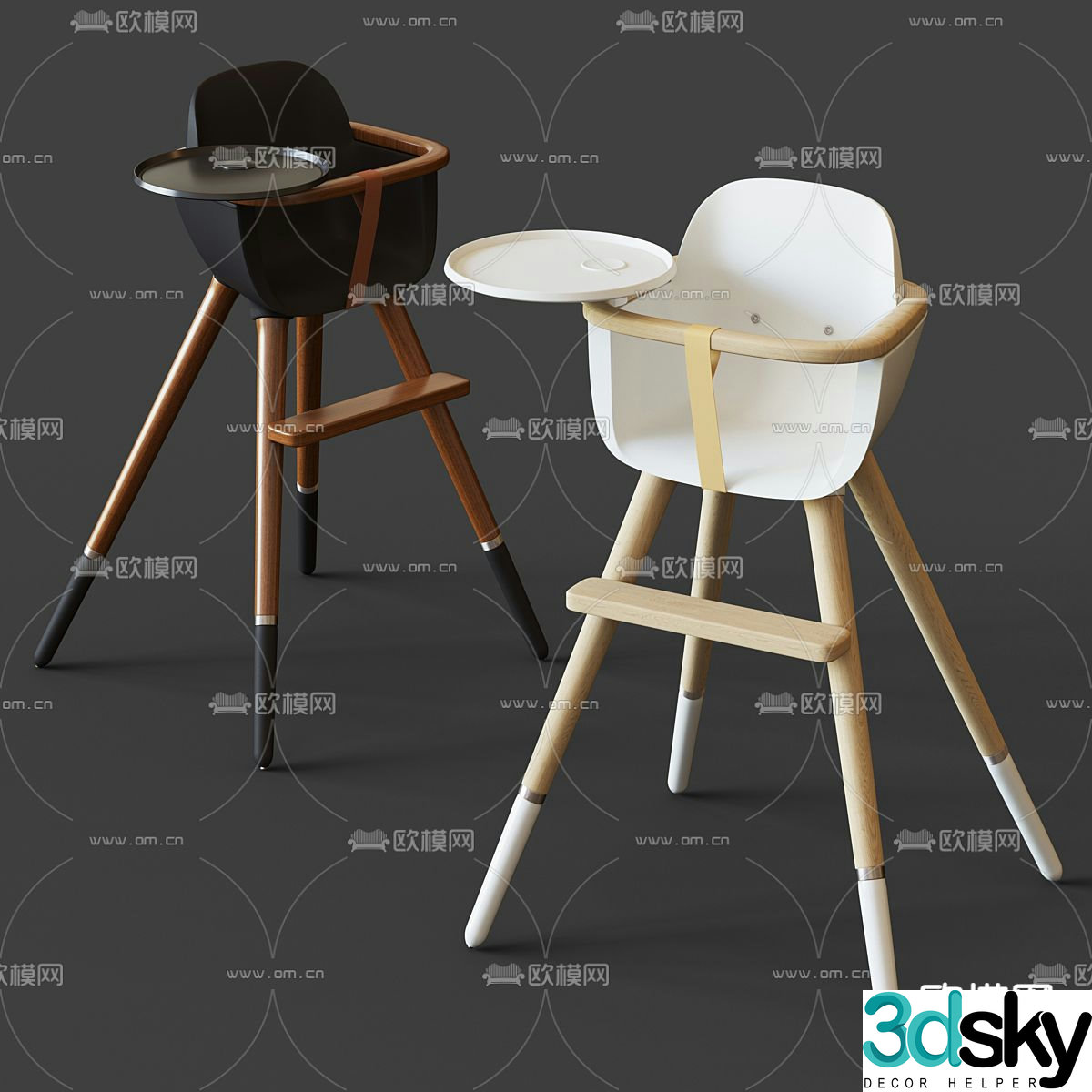 high baby chair 3d model