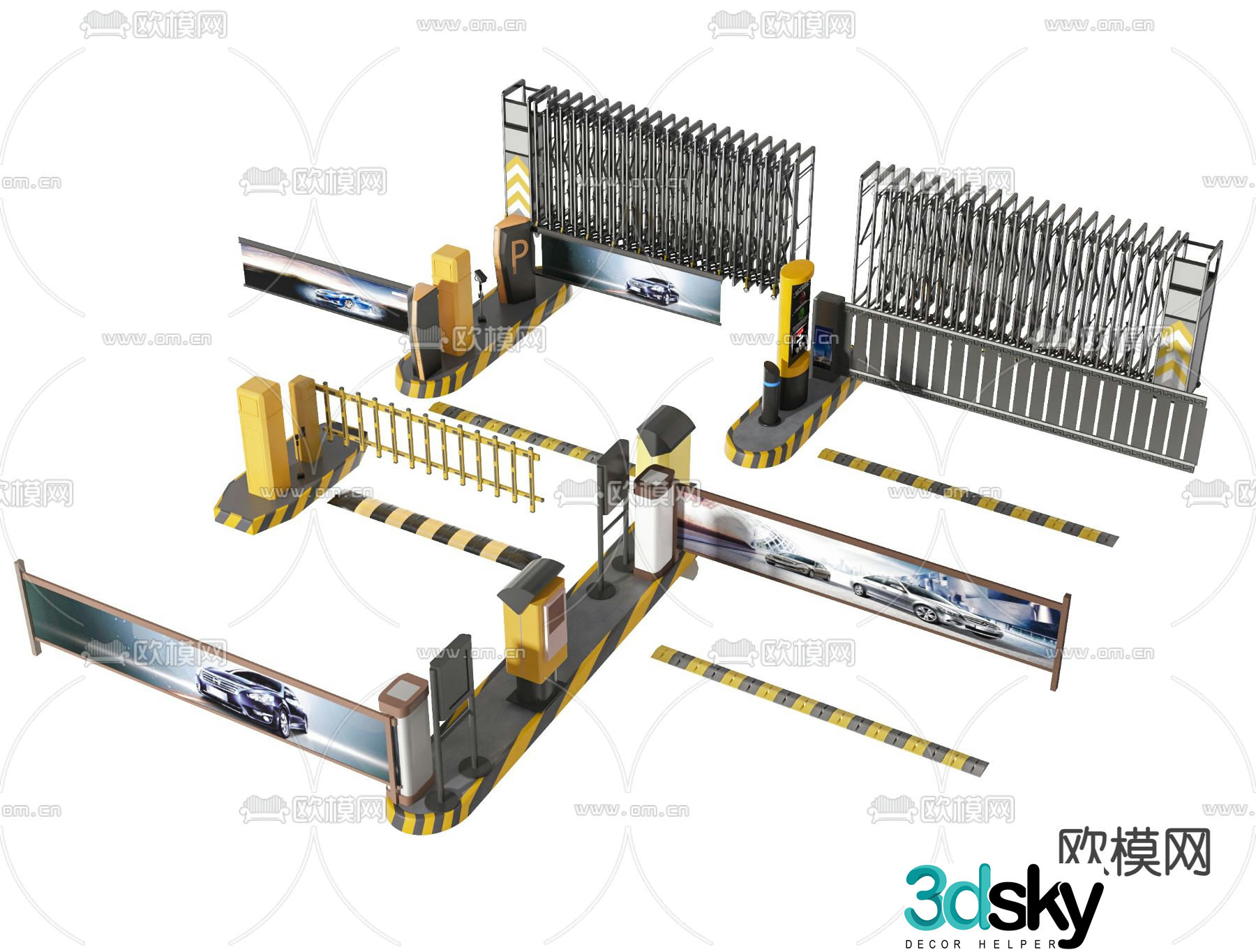Toll pole parking pole gate gate 3d model