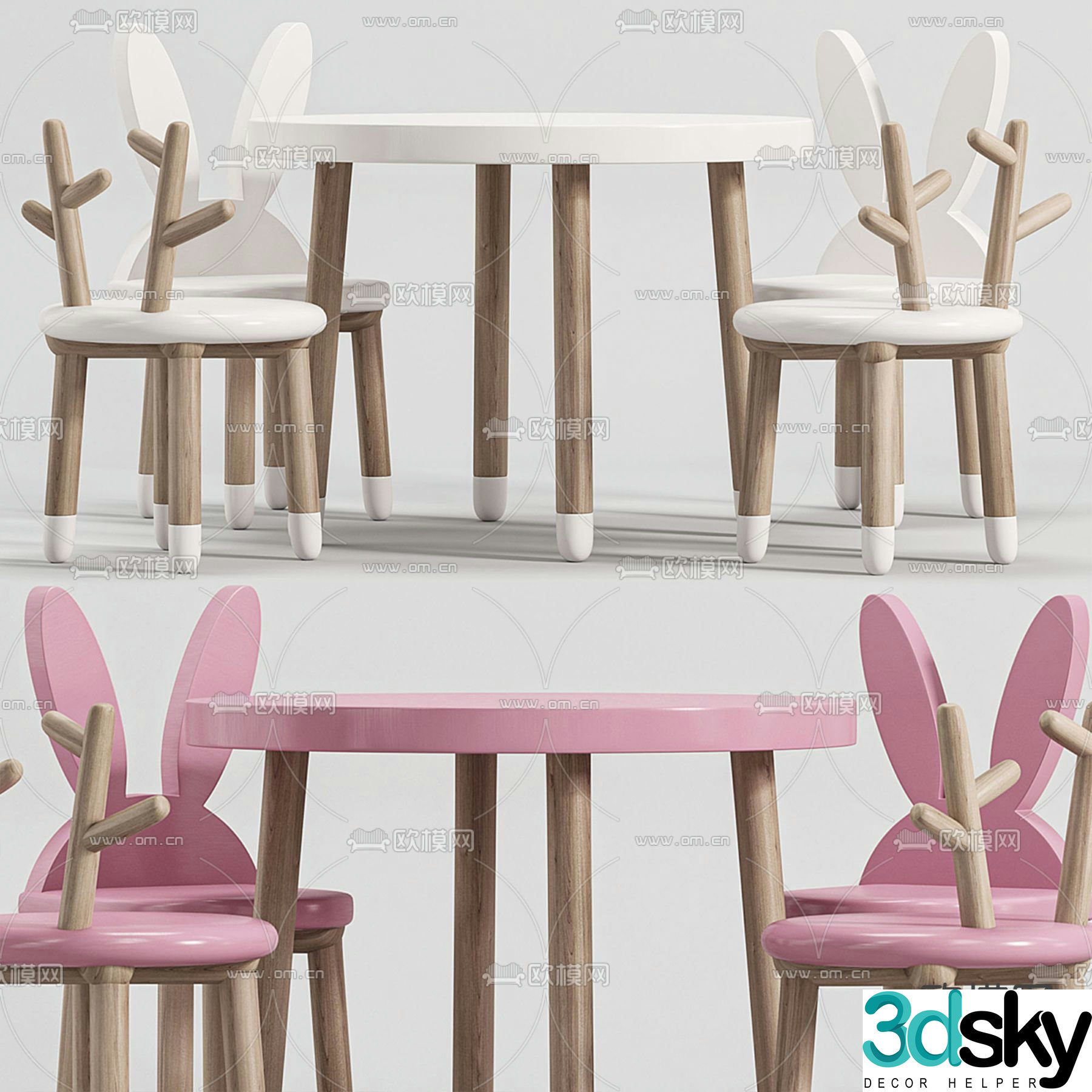 Children’s tables and chairs leisure tables and chairs 3d model