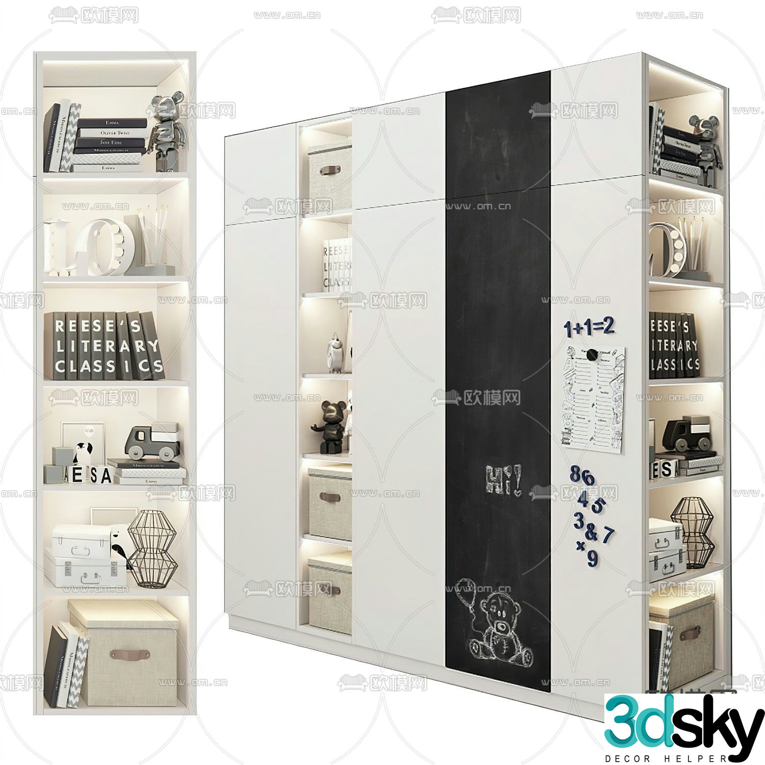Children’s bookcase storage cabinet 3d model