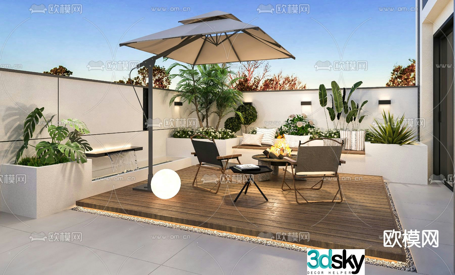 Balcony Garden Roof Garden 3d model