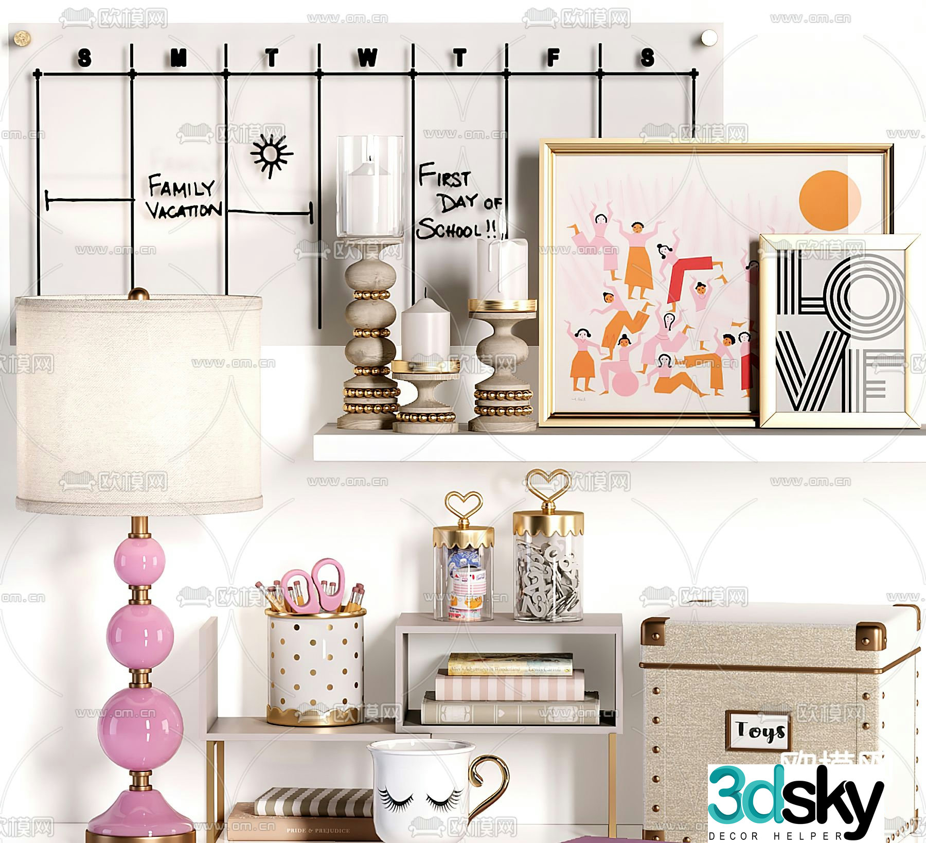 Children’s decorations ornaments table lamps storage boxes 3D model