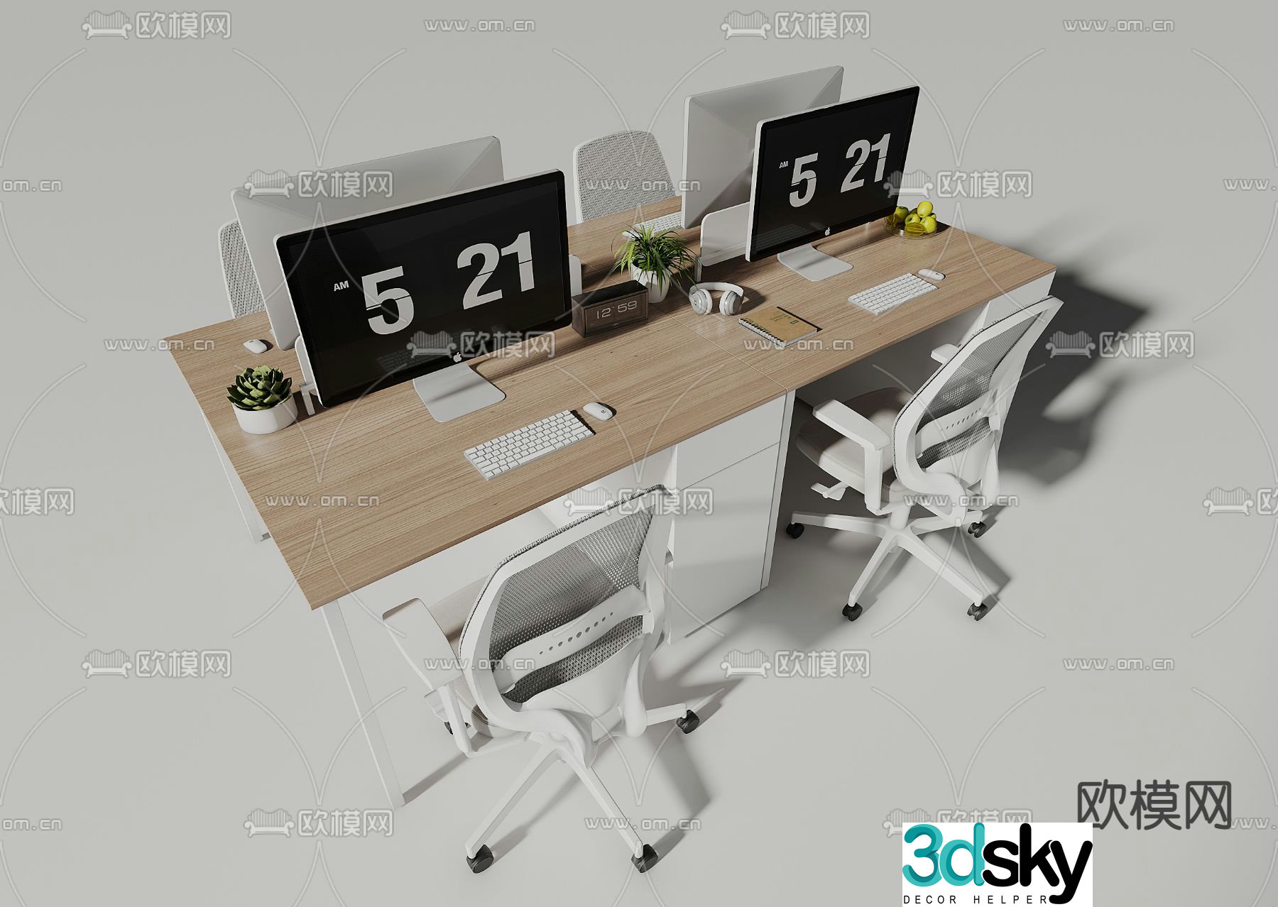 Office desk chair work station card space 3D model