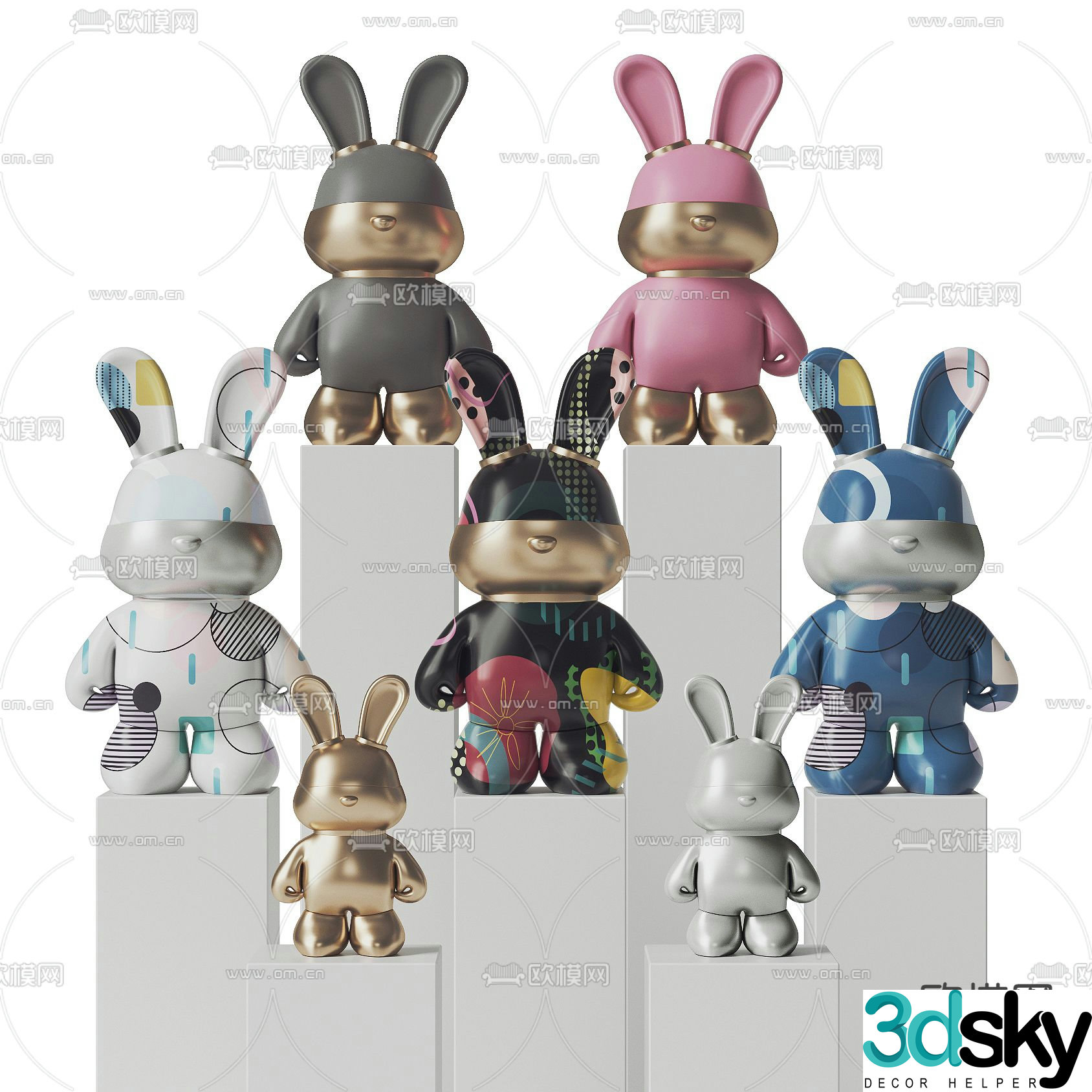 Interstellar Rabbit Toy Trendy Ornament Doll 3D Model