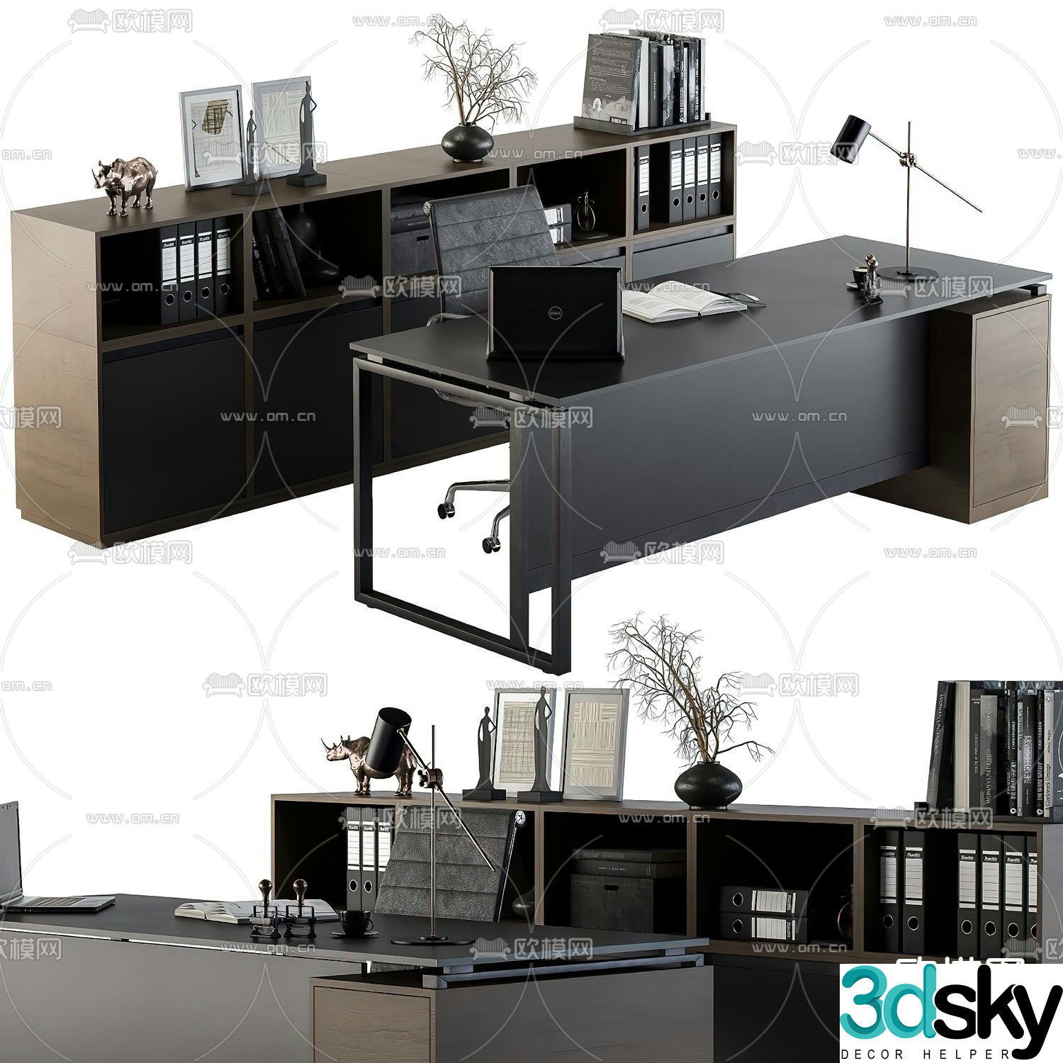 executive desk desk boss desk 3d model