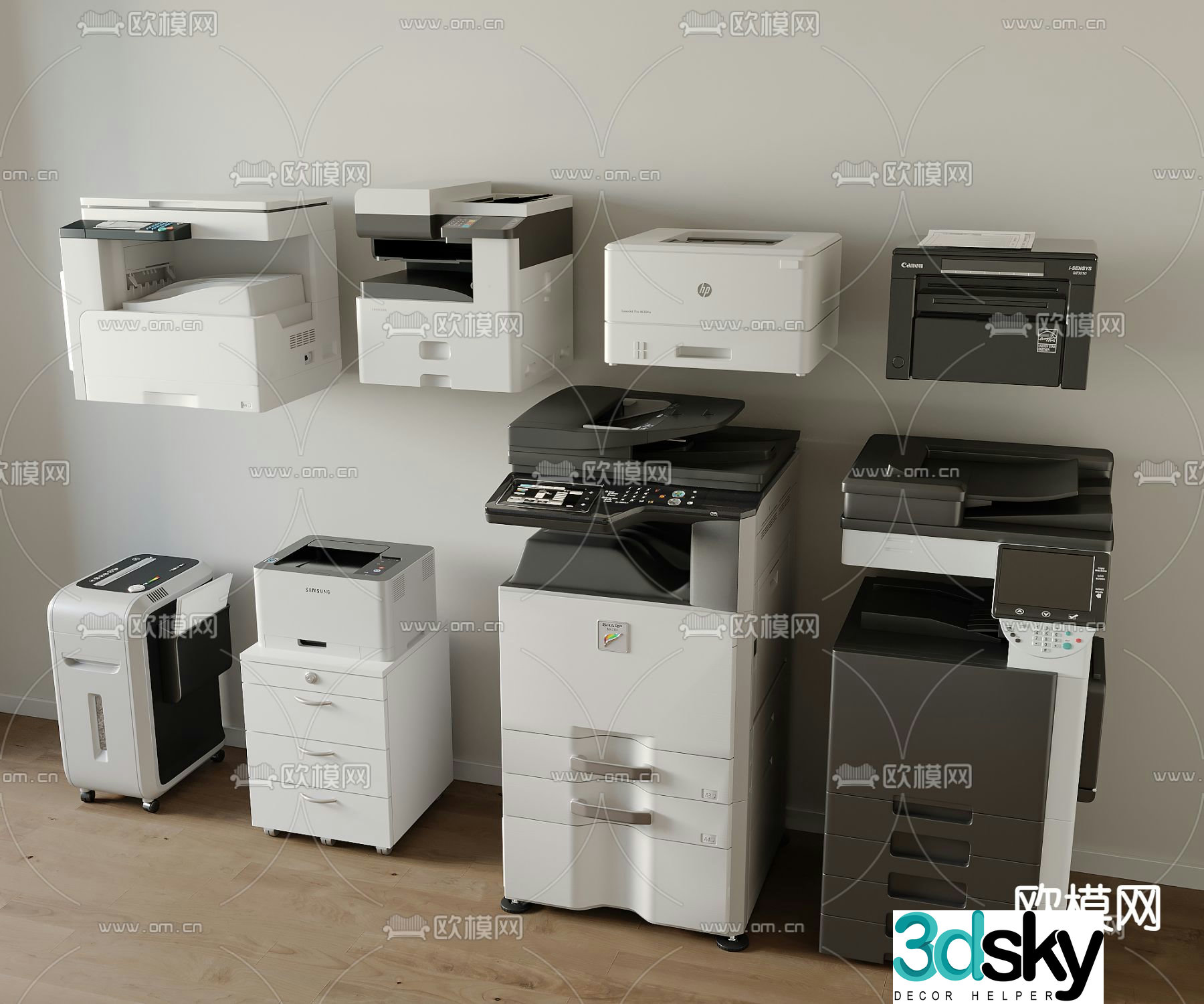 printer copier shredder 3d model