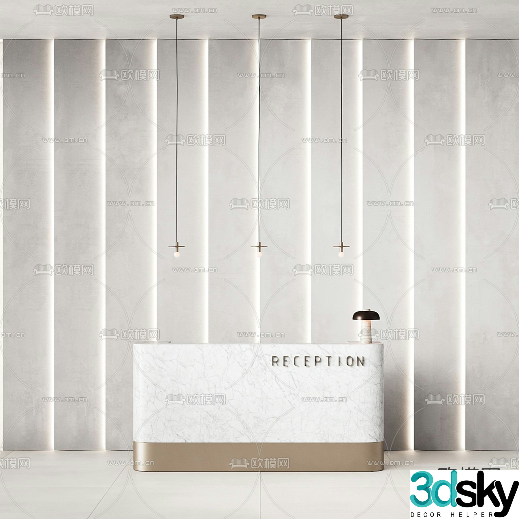Front desk reception desk service desk 3d model