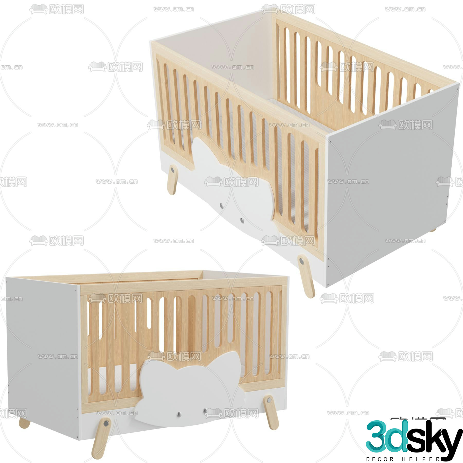 crib child bed 3d model