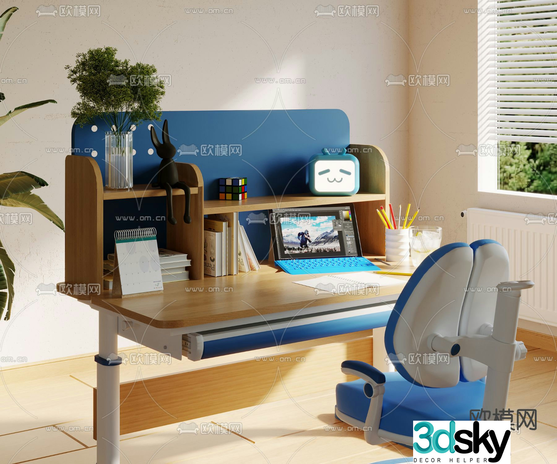 Children’s desk study table 3d model