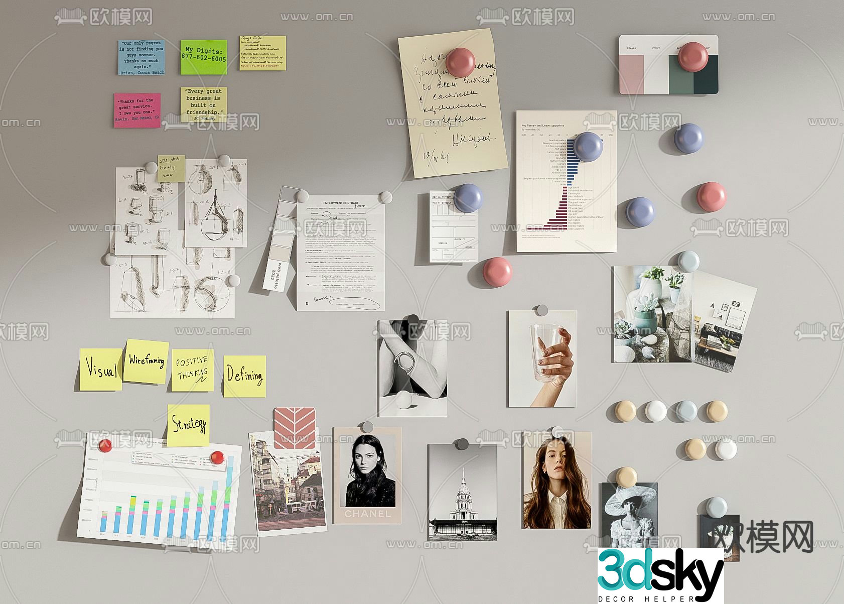 note paper photo magnet 3d model