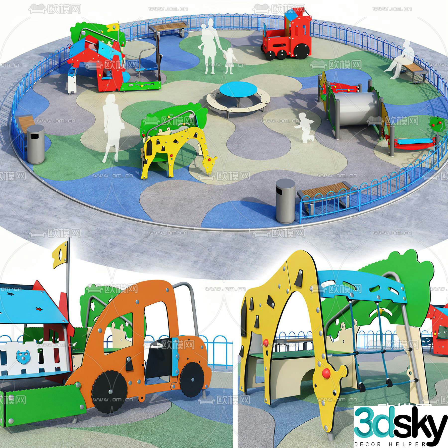 Children's playground entertainment facilities 3d model