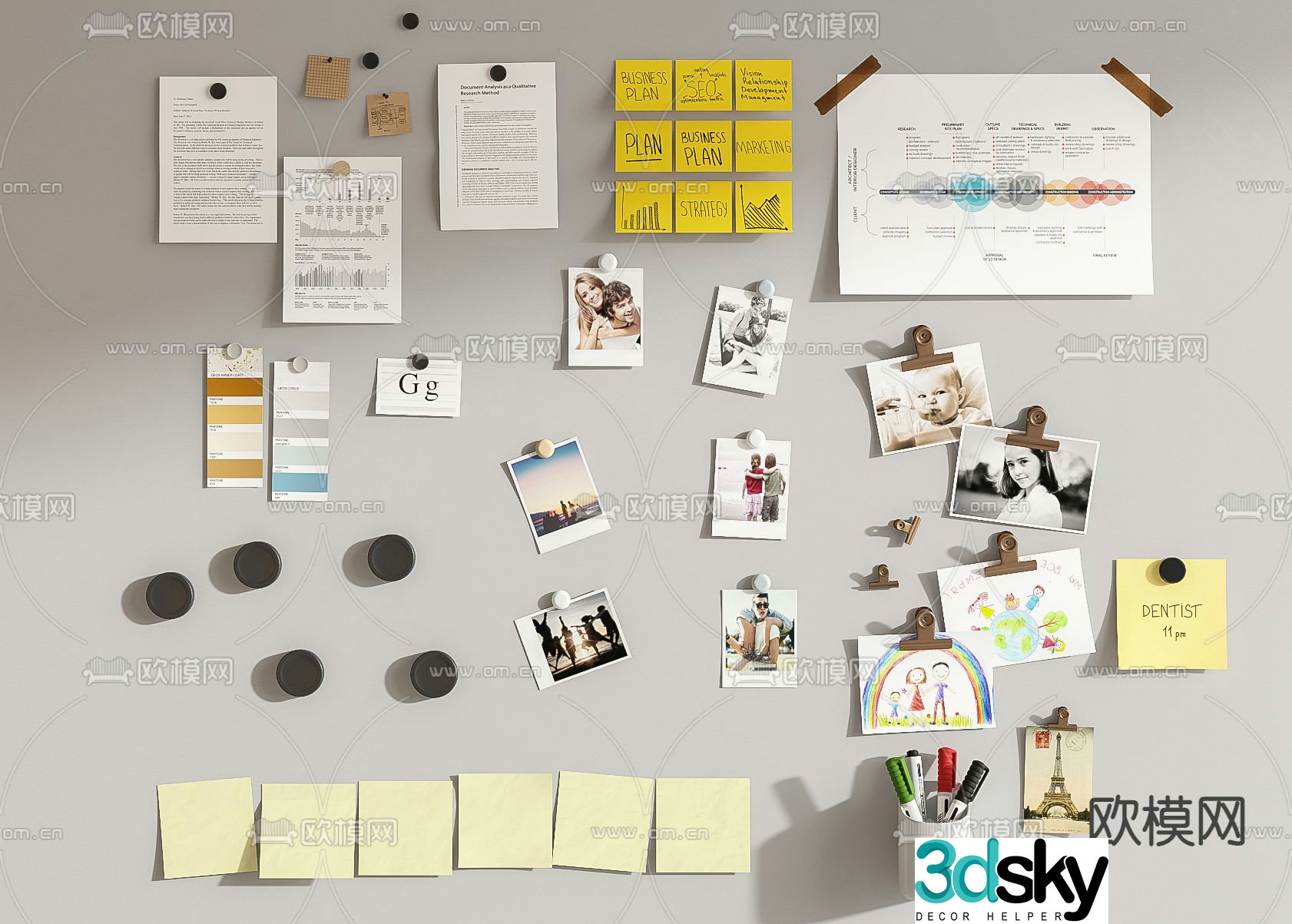 note paper photo magnet 3d model