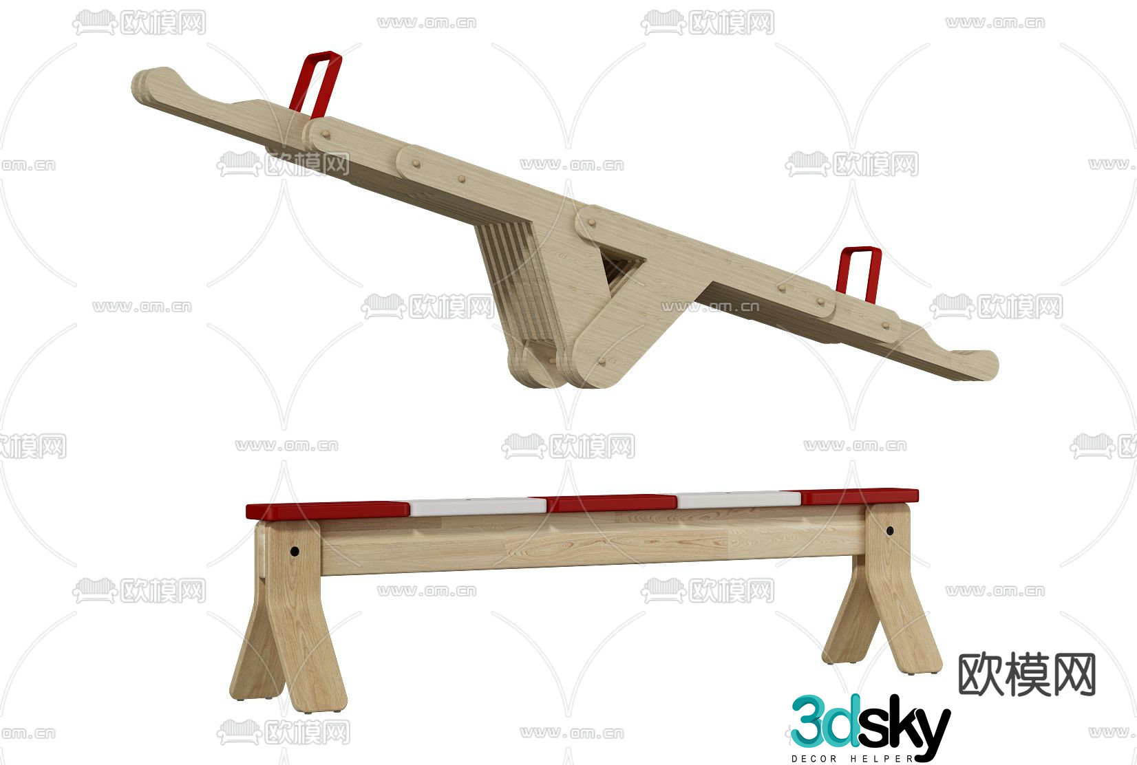 Seesaw outdoor bench 3d model