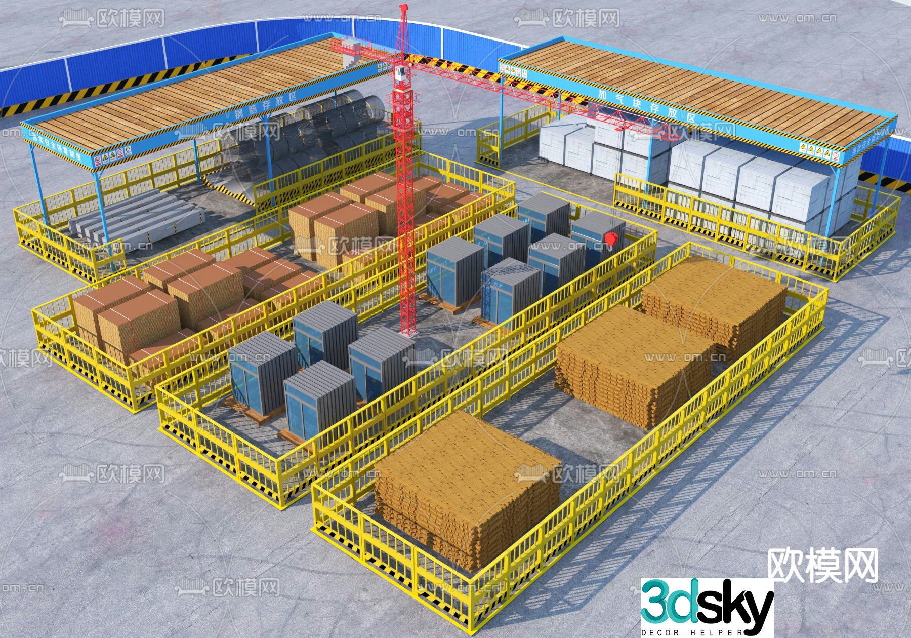 Construction site material storage area steel bar hanging tower 3D model