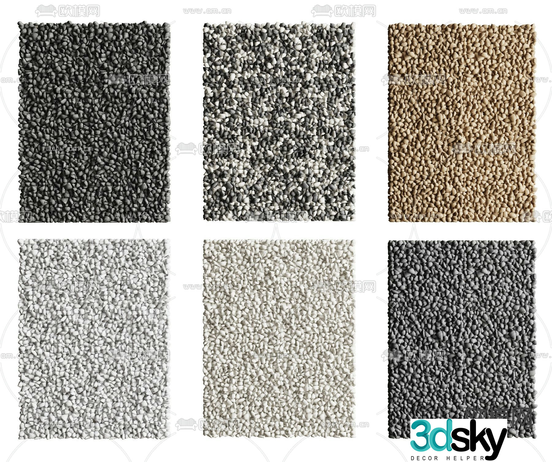 stone gravel pebbles 3d model