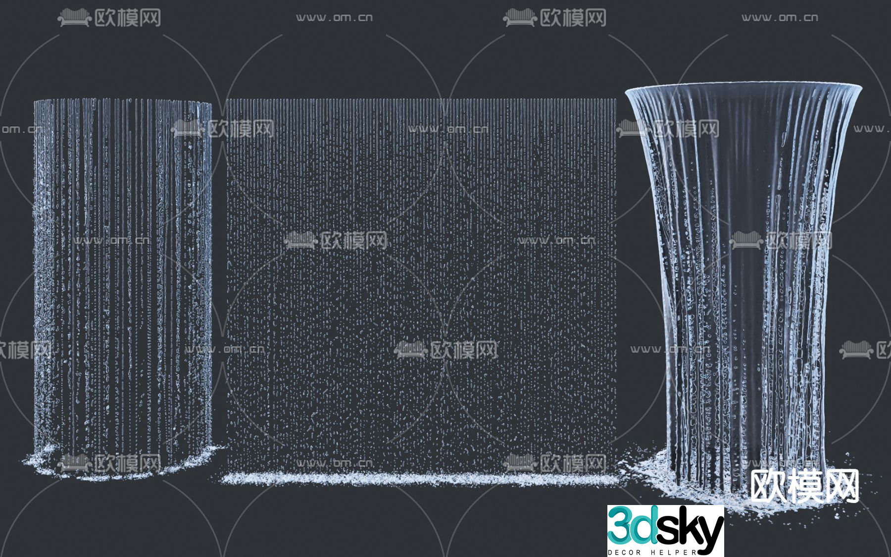fountain water curtain waterfall water feature falling water 3d model