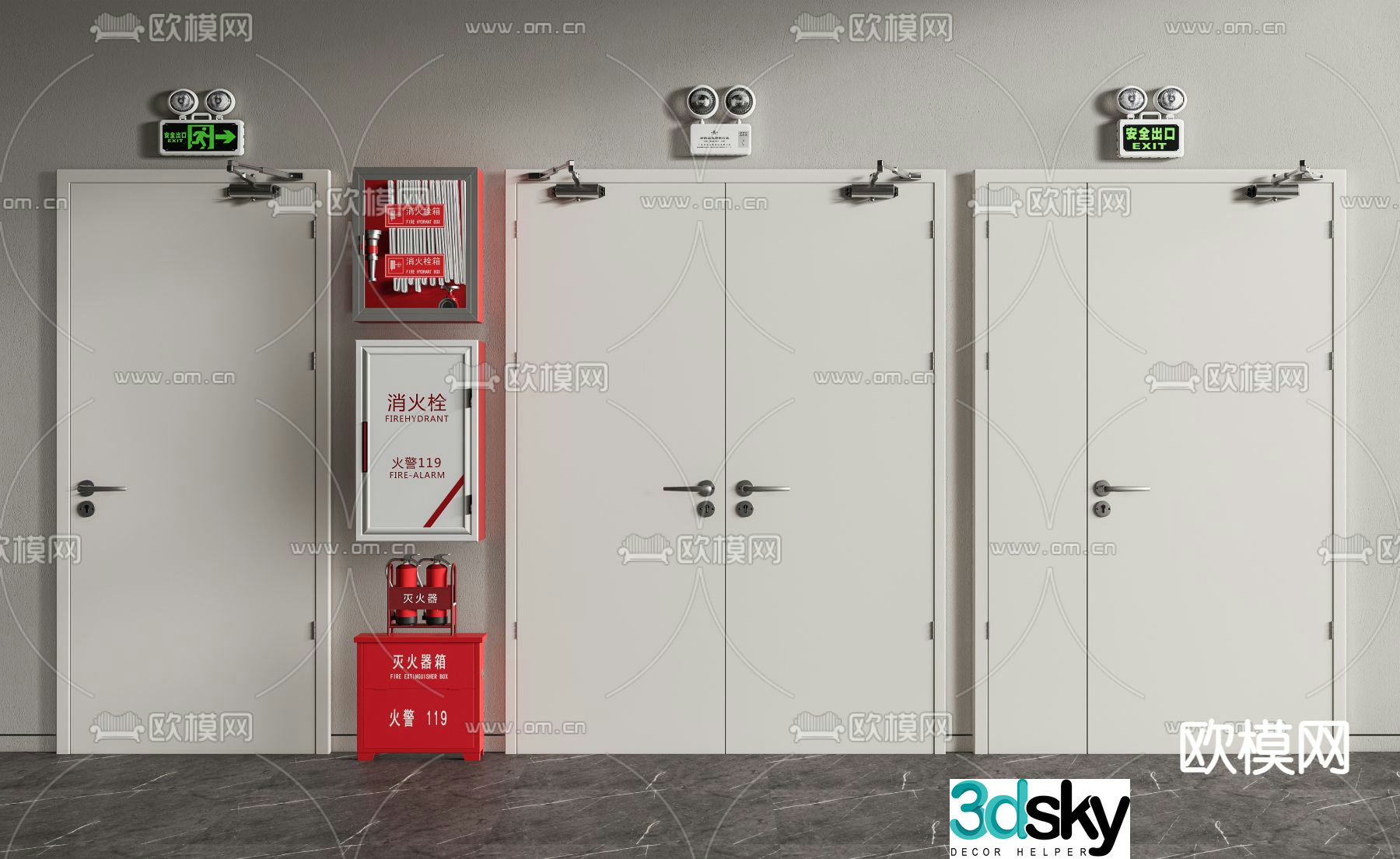fire door safety door fire hydrant 3d model