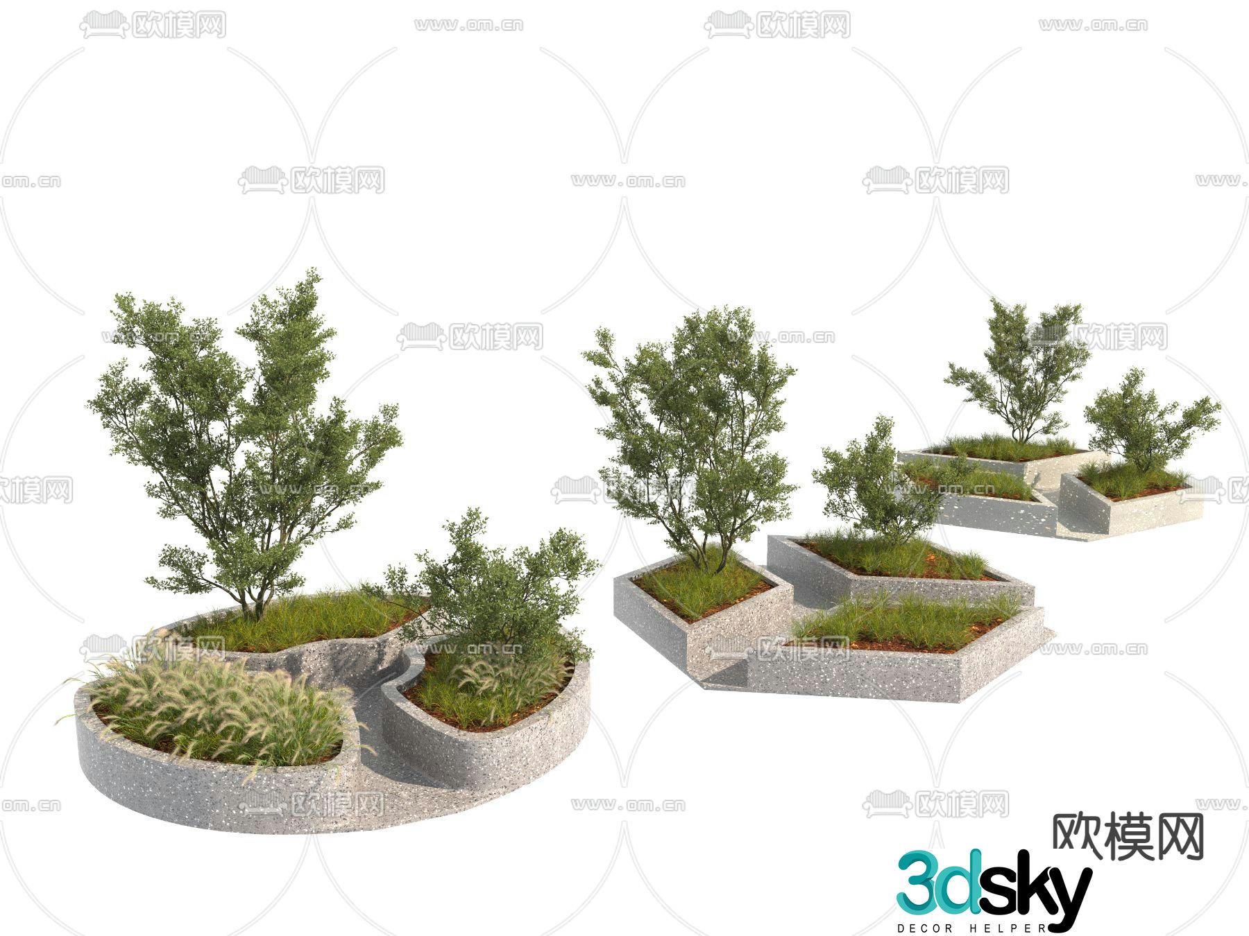 Flower bed Landscape sketch 3d model