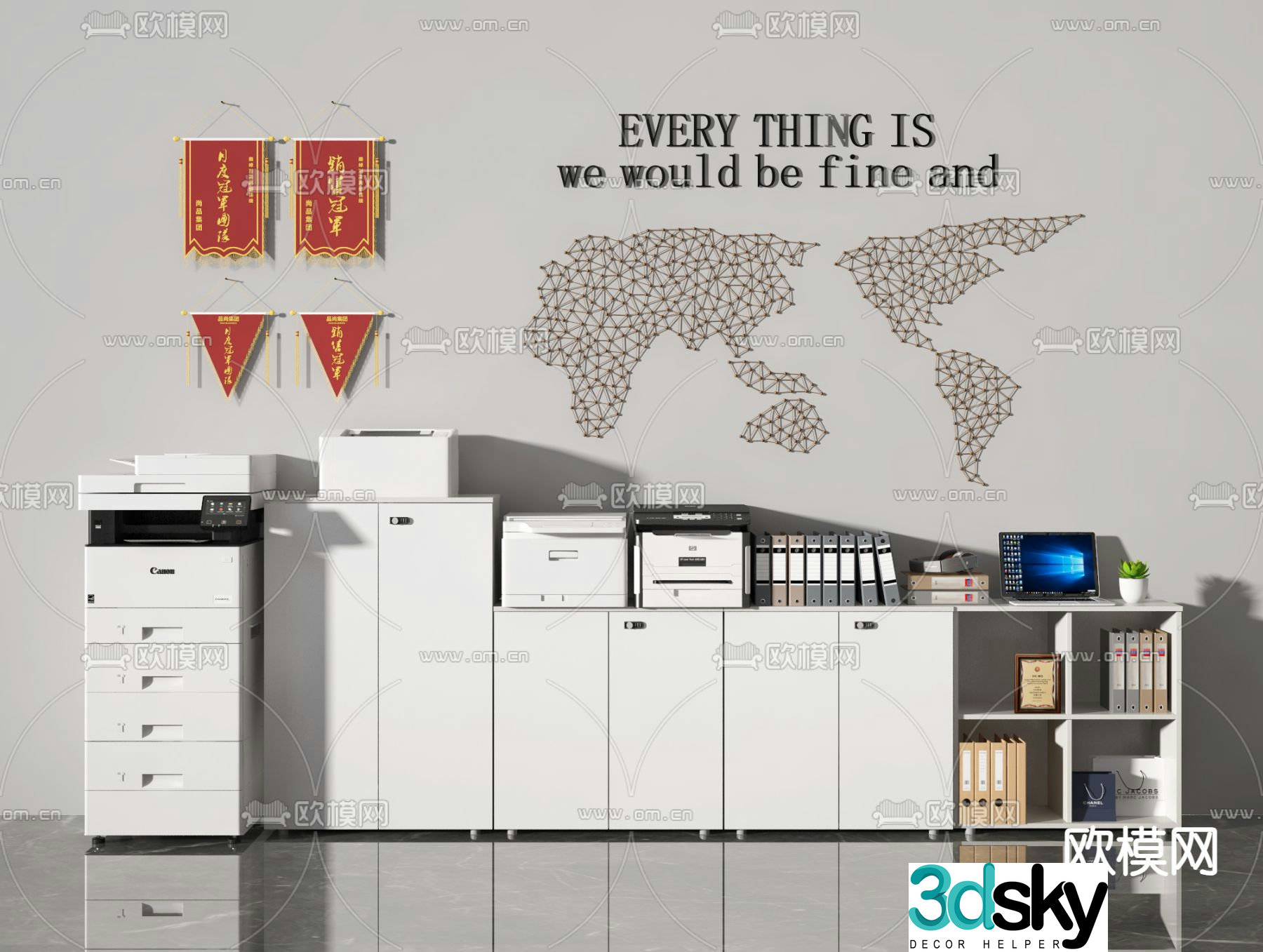 File cabinet office cabinet printer 3d model