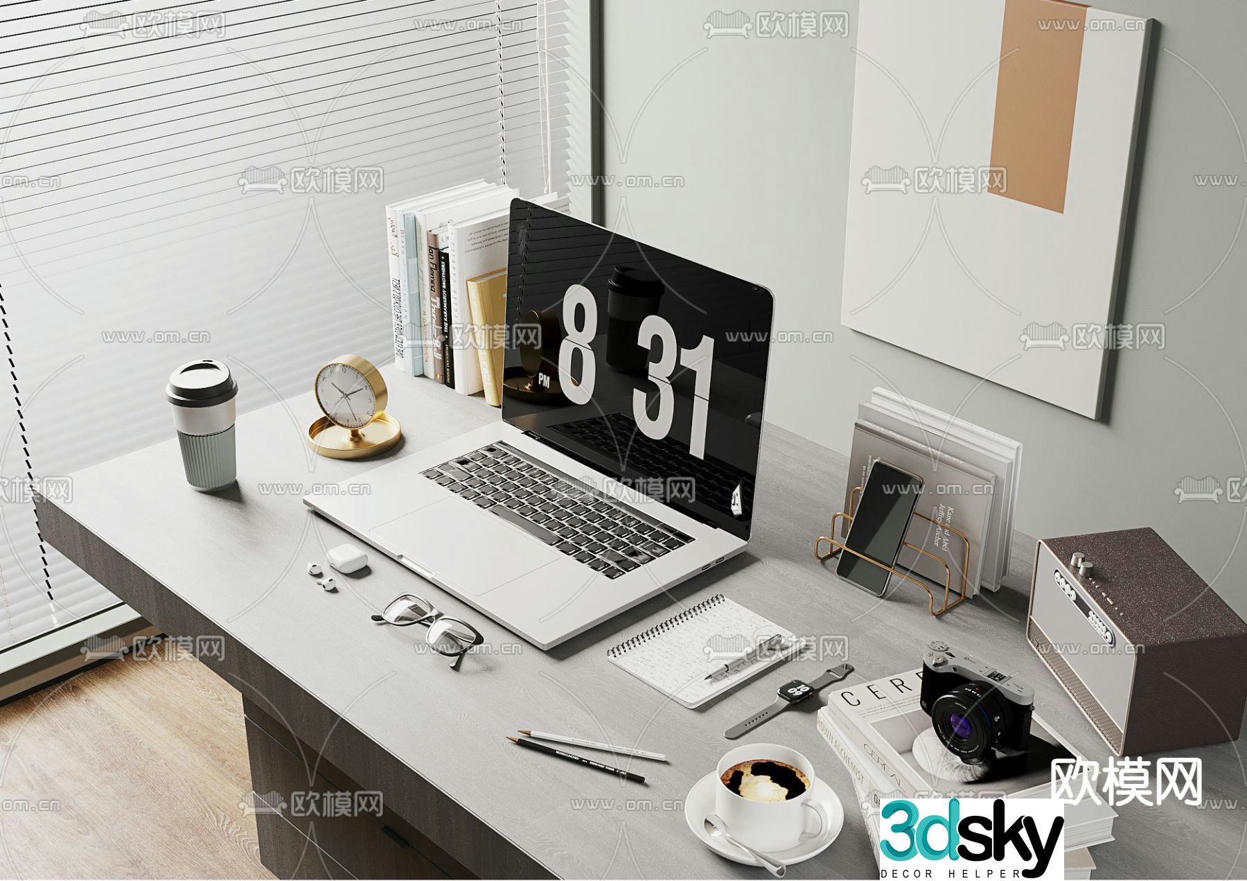 notebook books office supplies 3d model