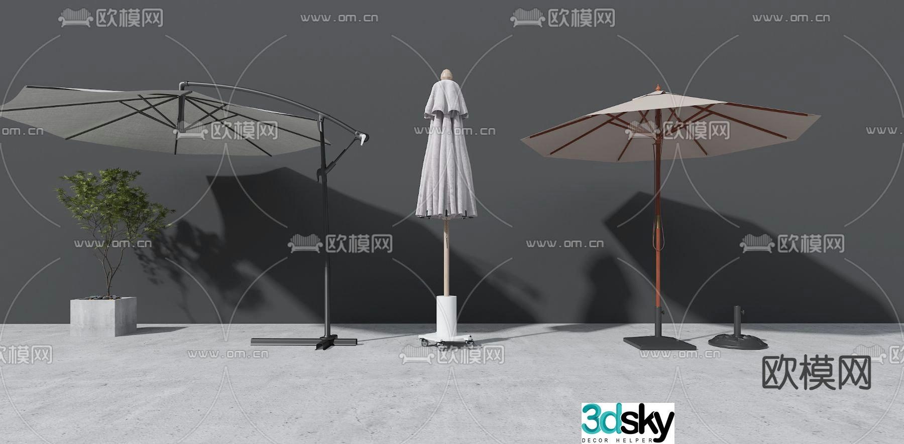 Outdoor umbrella, parasol, folding umbrella 3d model