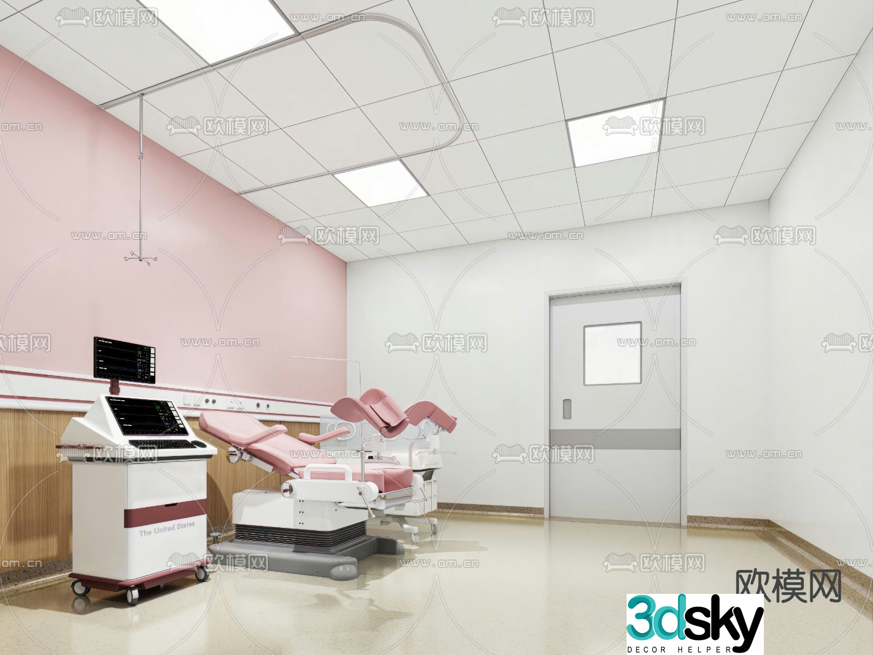 Hospital delivery room obstetrics and gynecology 3d model
